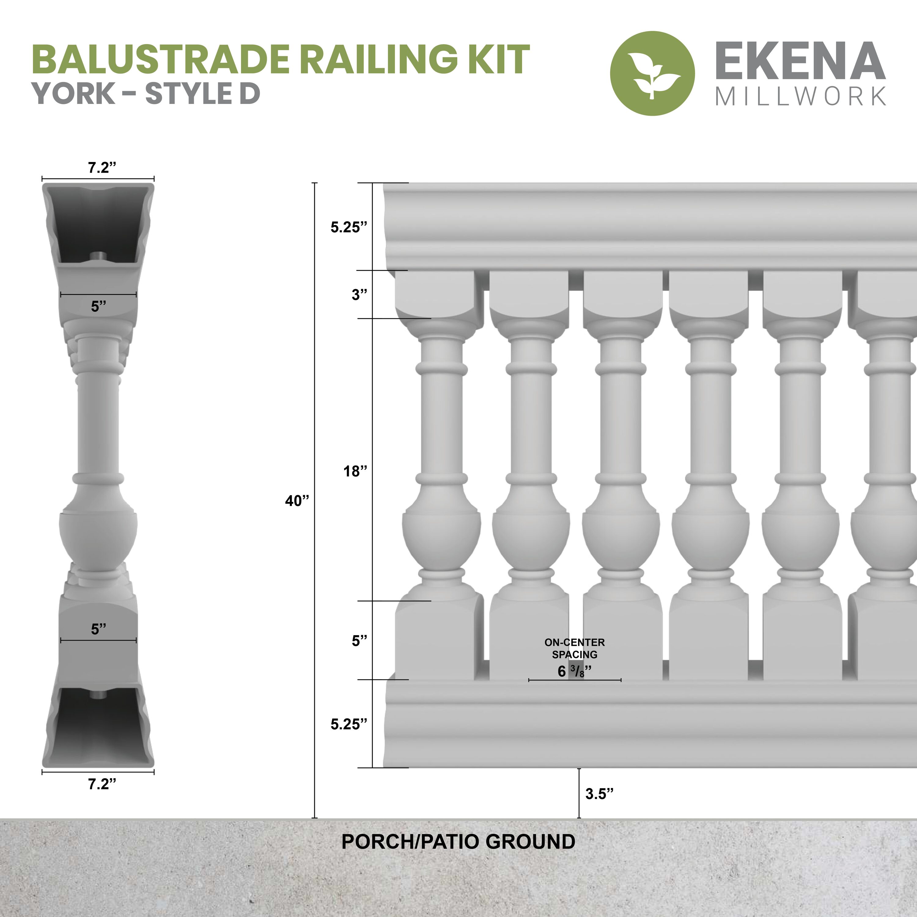 Ekena Millwork BALK40X084YOD railings - View #7