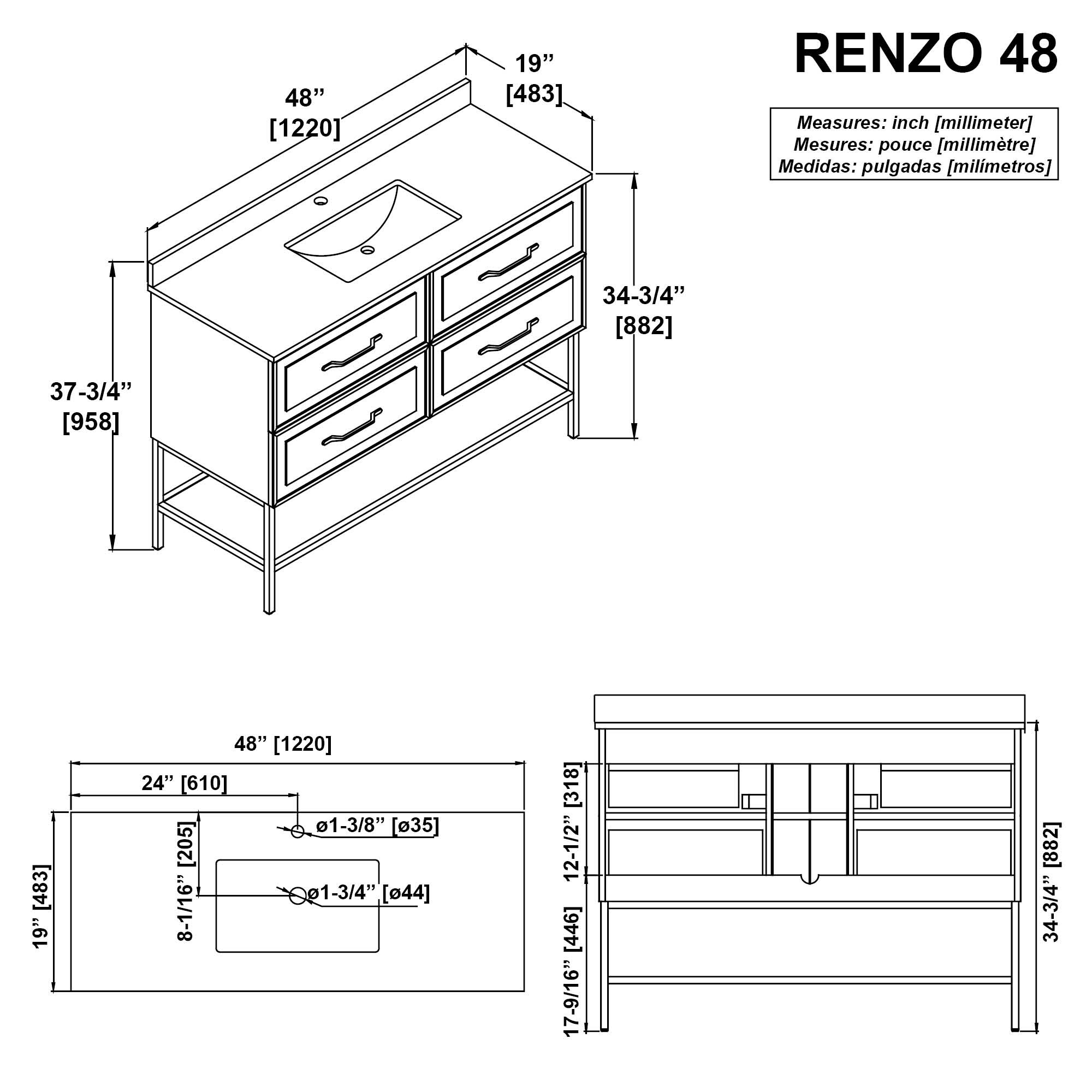 allen + roth RENZO-48AT Bath-Vanity-Combo - View #14