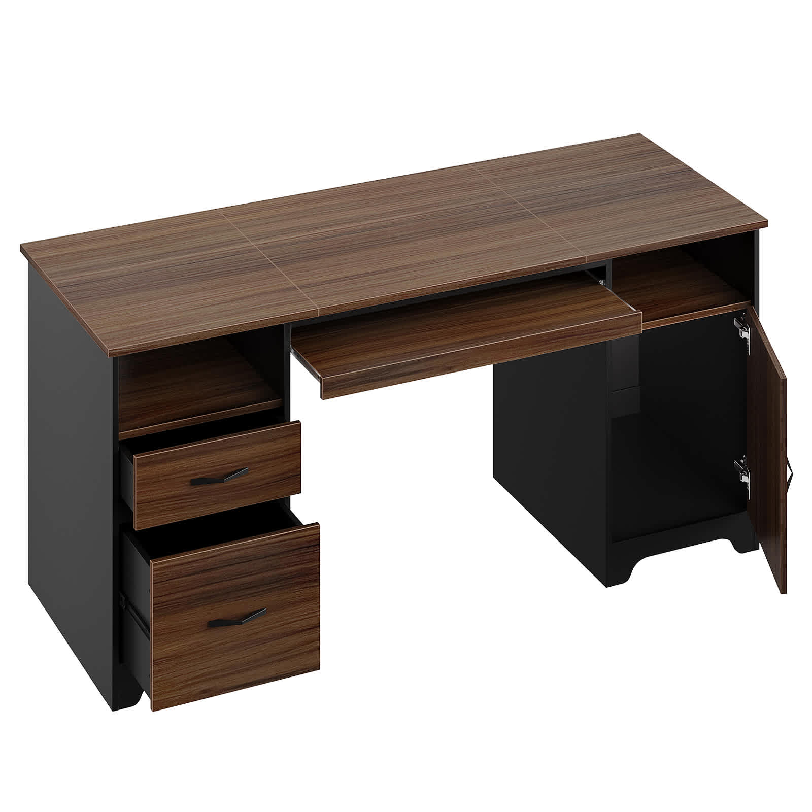 Bestier 59.06-in W 2-Drawer Cherry Computer Desk #LOW-H104515M-CRY