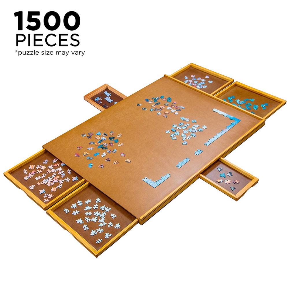 Jigsaw Puzzle Piece Wooden Storage System Play Board Toy Sorter Drawer Organizer 