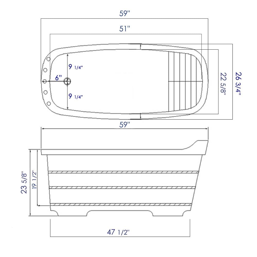 Natural Wood Freestanding Soaking Bathtub with Chrome Faucet