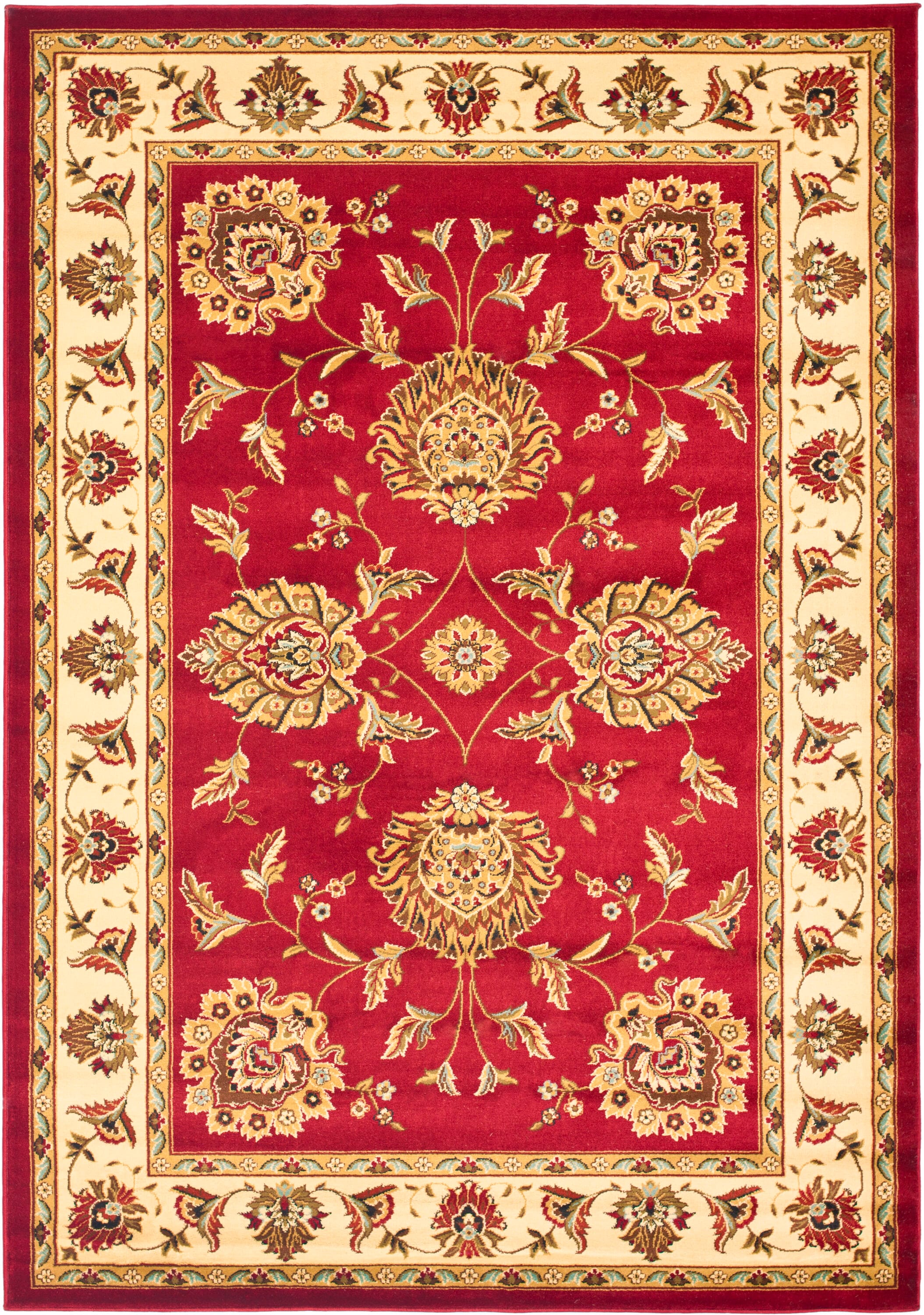 Red and Ivory Rectangular Tufted Synthetic Runner Rug