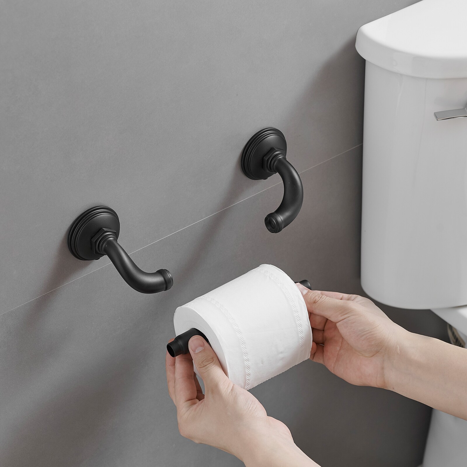 Matte Black 4-Piece Metal Bathroom Hardware Set