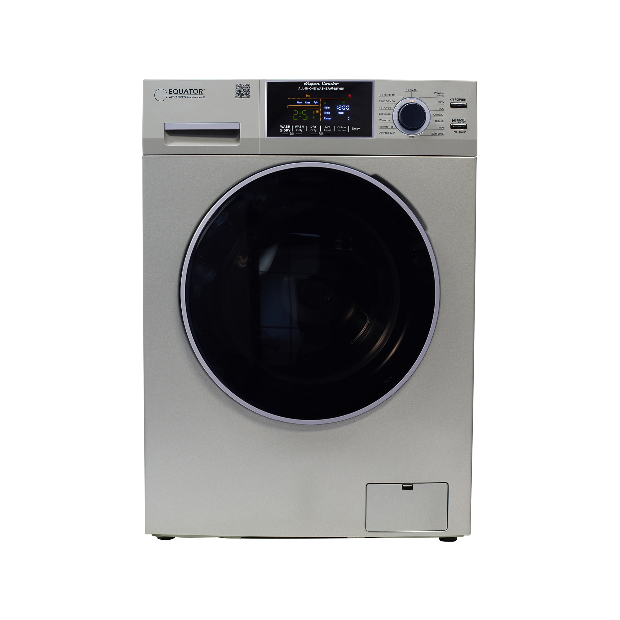 Equator Advanced Appliances EZ 4800 V SILVER 1.62-Cu. Feet Capacity Silver Vented All-In-One Washer Dryer Combo