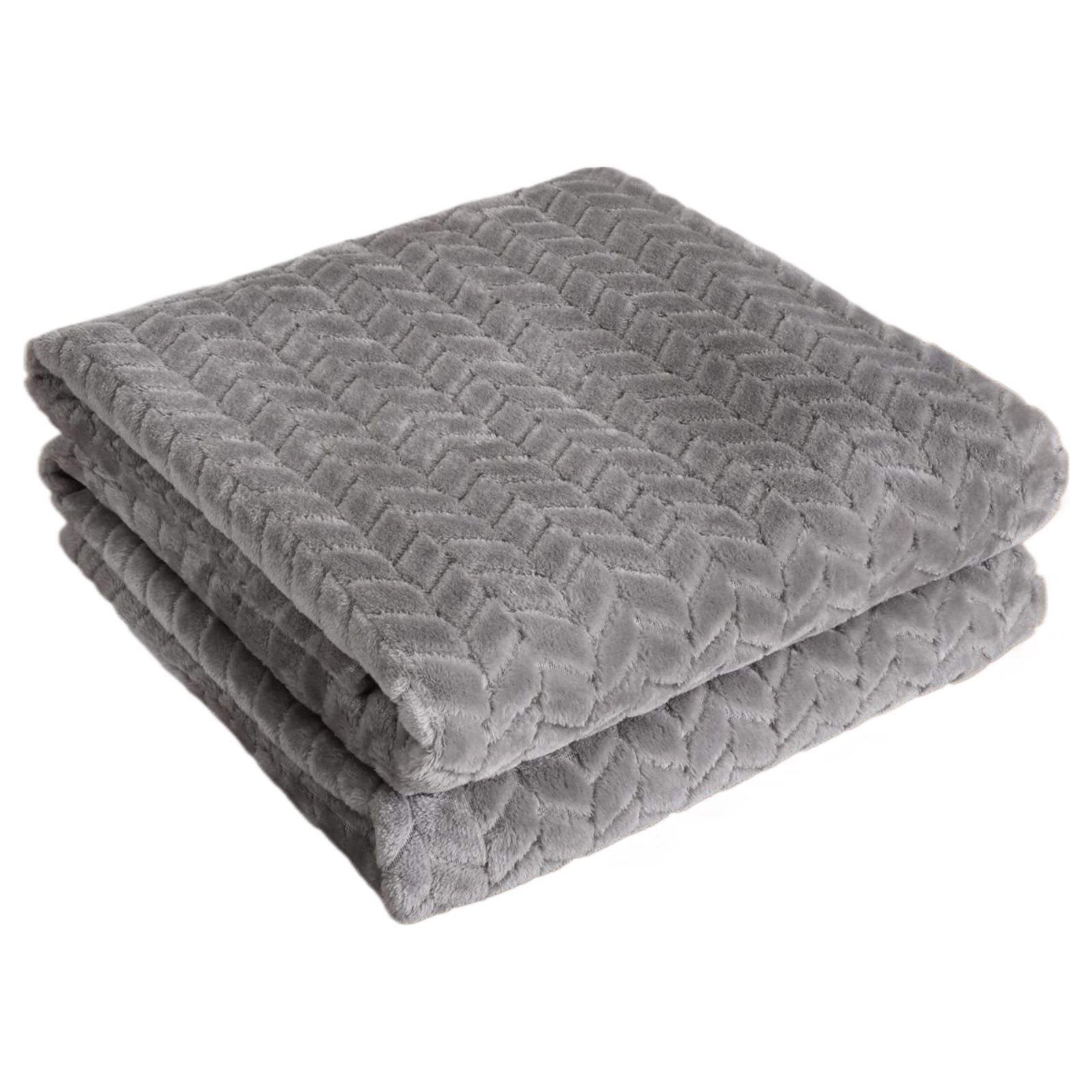 KATE AURORA Herringbone Shag Ultra Soft and Plush Accent Throw Blanket 50 in W x 60 in L Silver