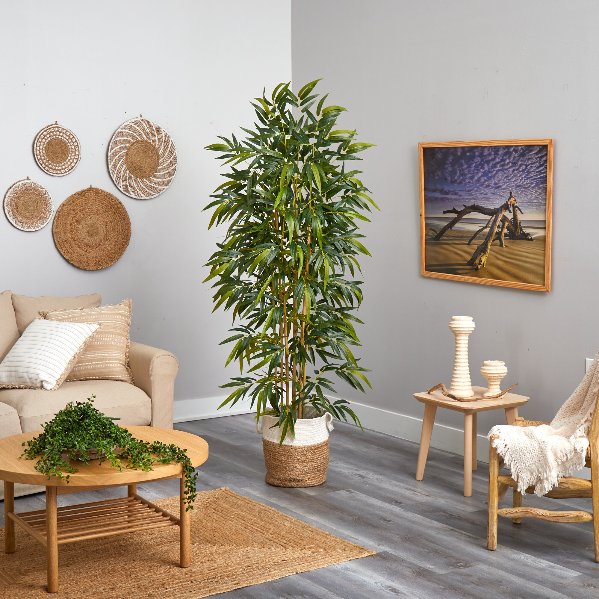 Nearly Natural 4.5ft. Bamboo Artificial Tree in Bamboo Planter 