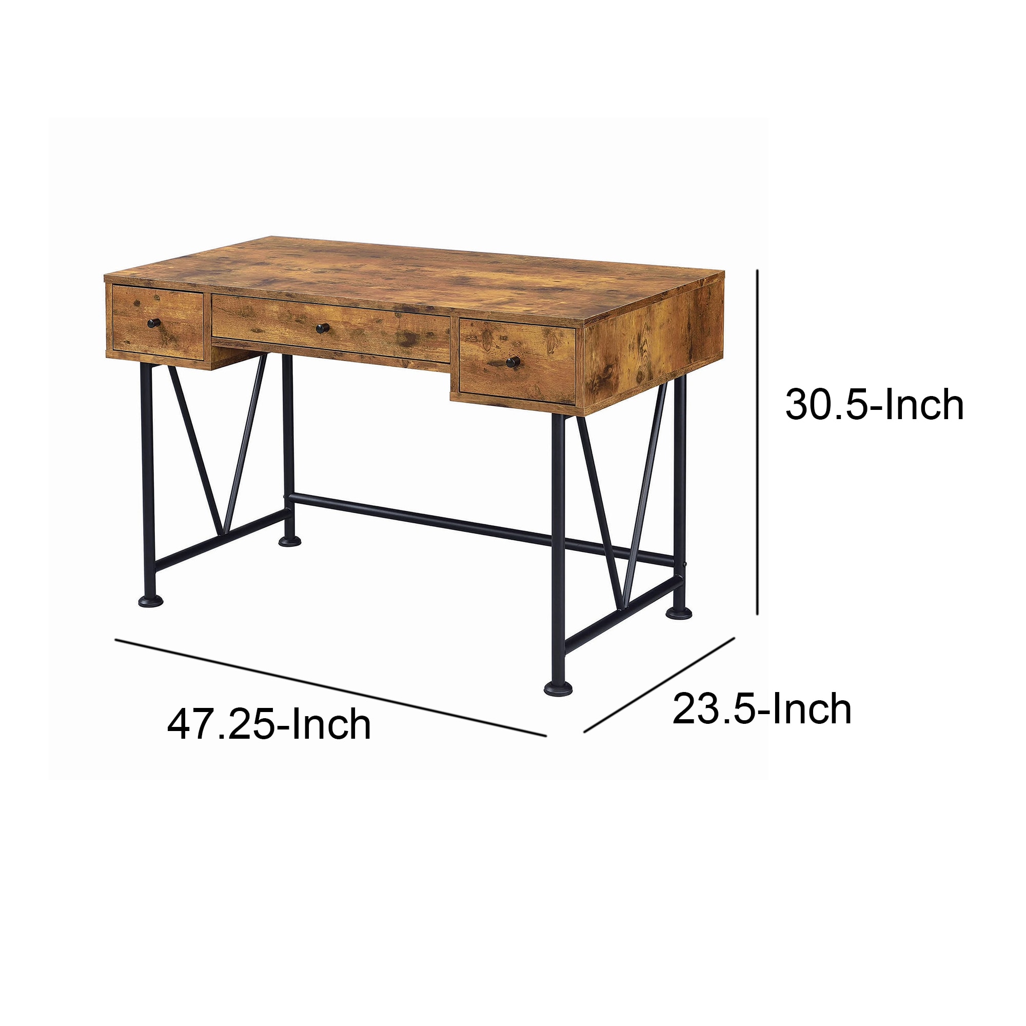 Atelier Rustic Farmhouse 47'' Brown Wood Writing Desk with 3 Drawers
