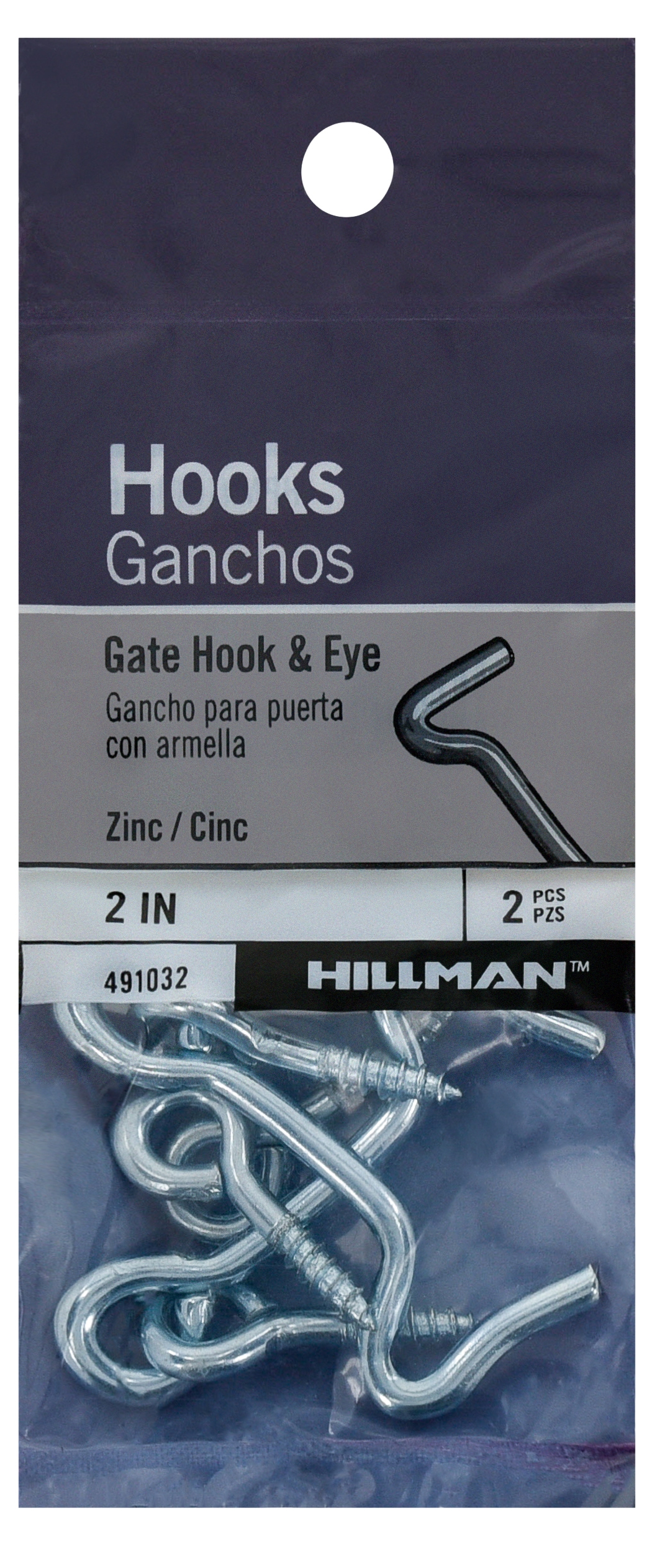 Hillman Gate Hook & Eye, 2, 3 Sets