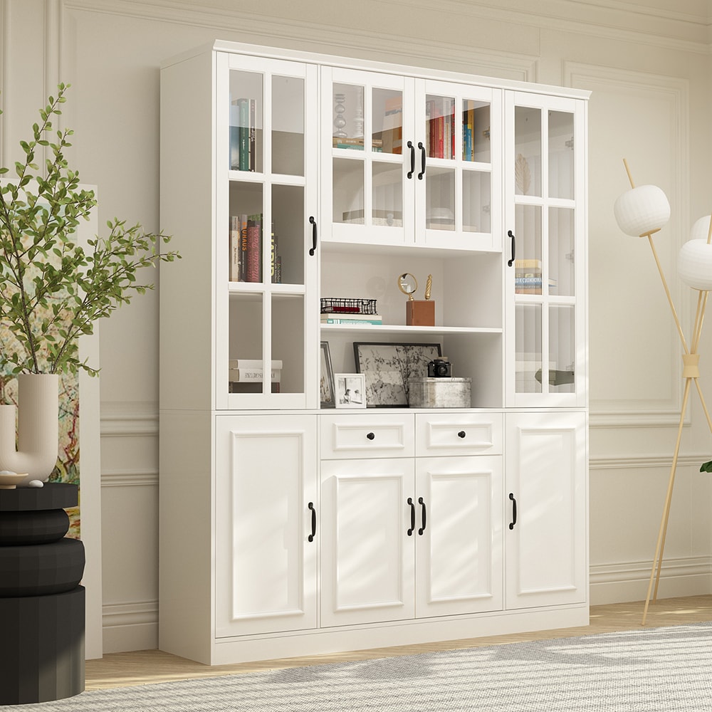 Homsee Tall Bookcase Bookshelf with 15 Storage Shelves 2 Drawers 4 ...