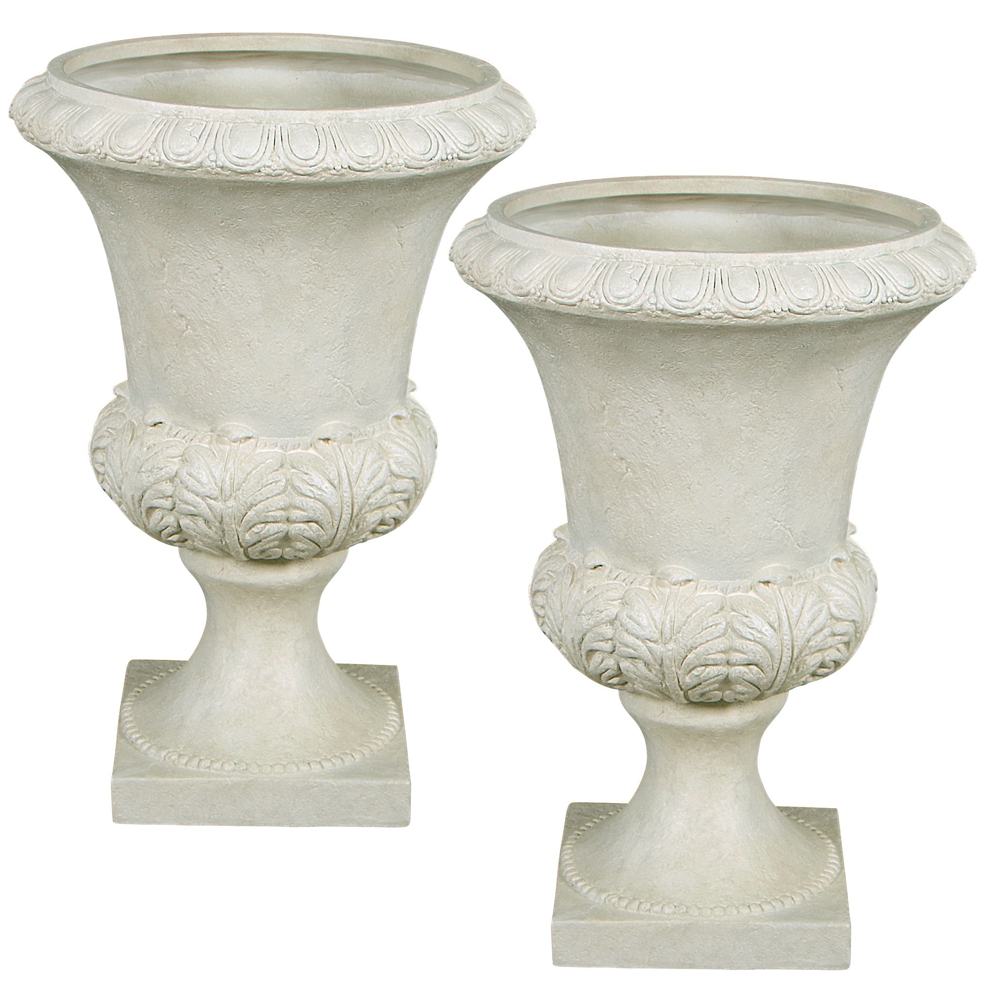 Design Toscano NE9160081 2 -Pack Urn 16.5-in W Medium Off-white Fiberglass Outdoor Vertical garden planter