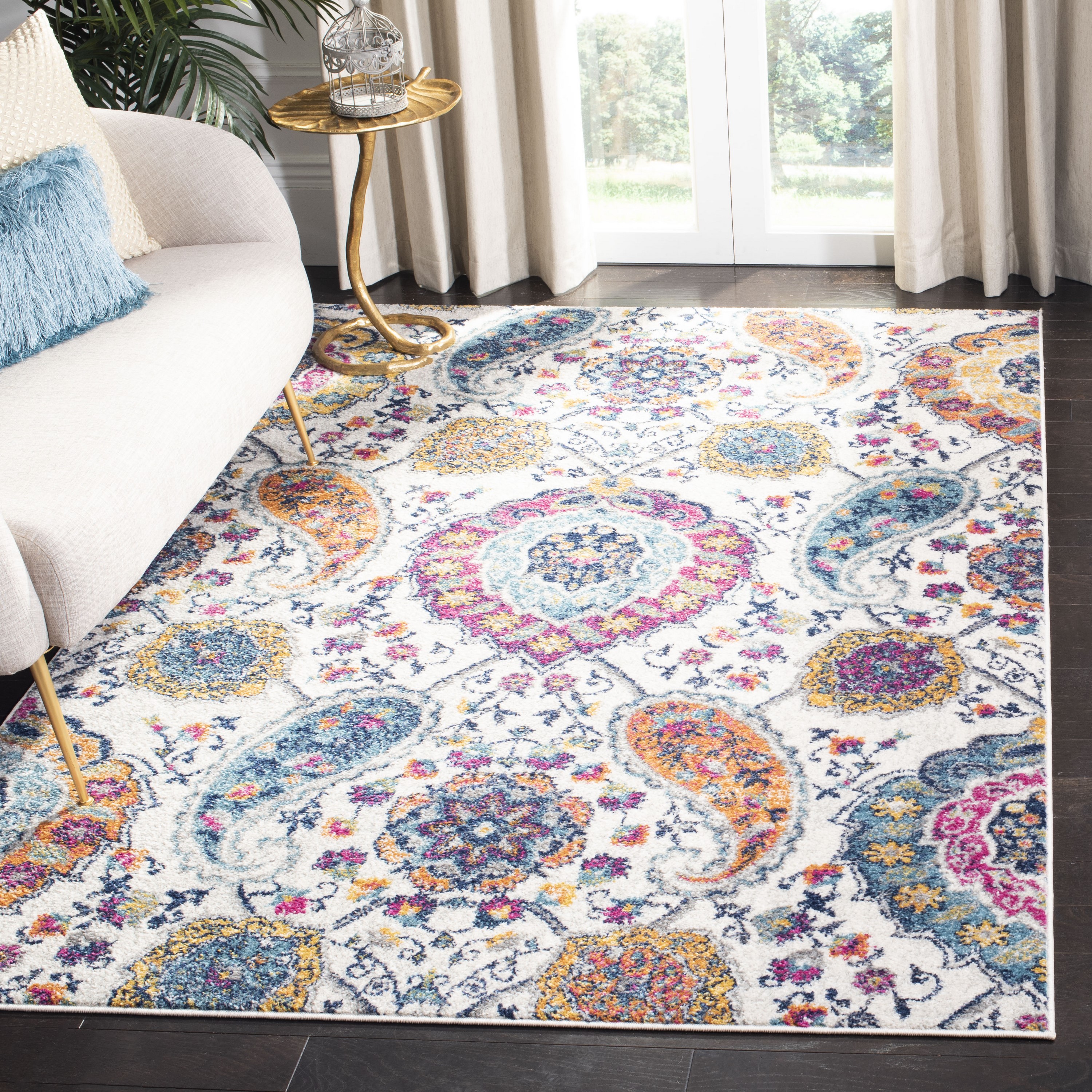 Safavieh MAD600B-5 Madison Abbey 5 x 8 (ft) Loomed Synthetic Cream/Multi Rectangular Indoor Floral/Botanical Bohemian/Eclectic Area rug