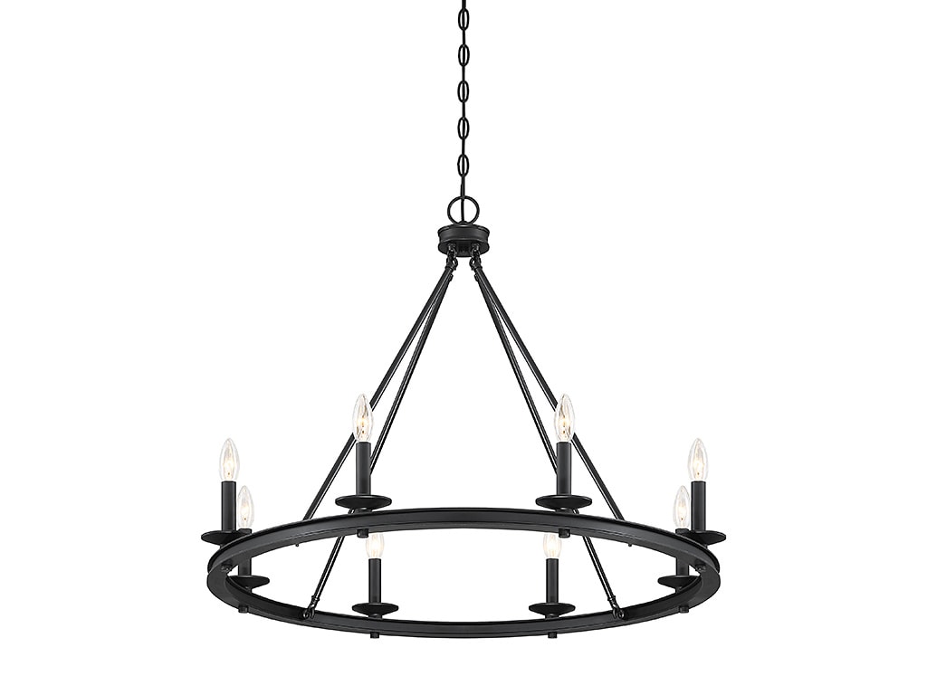 Classic Bronze 8-Light Chandelier with Open Hoop Design