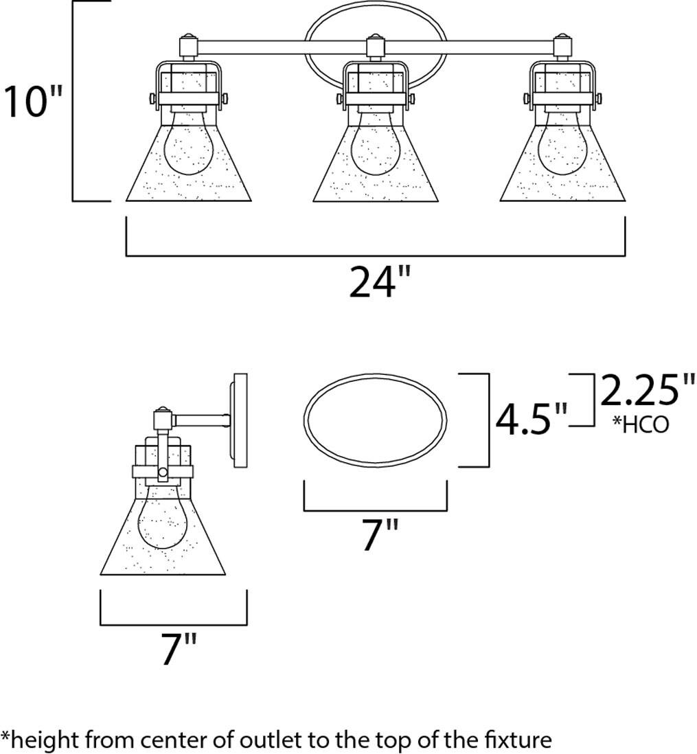 Polished Chrome 3-Light Bath Vanity with Seedy Glass Shades