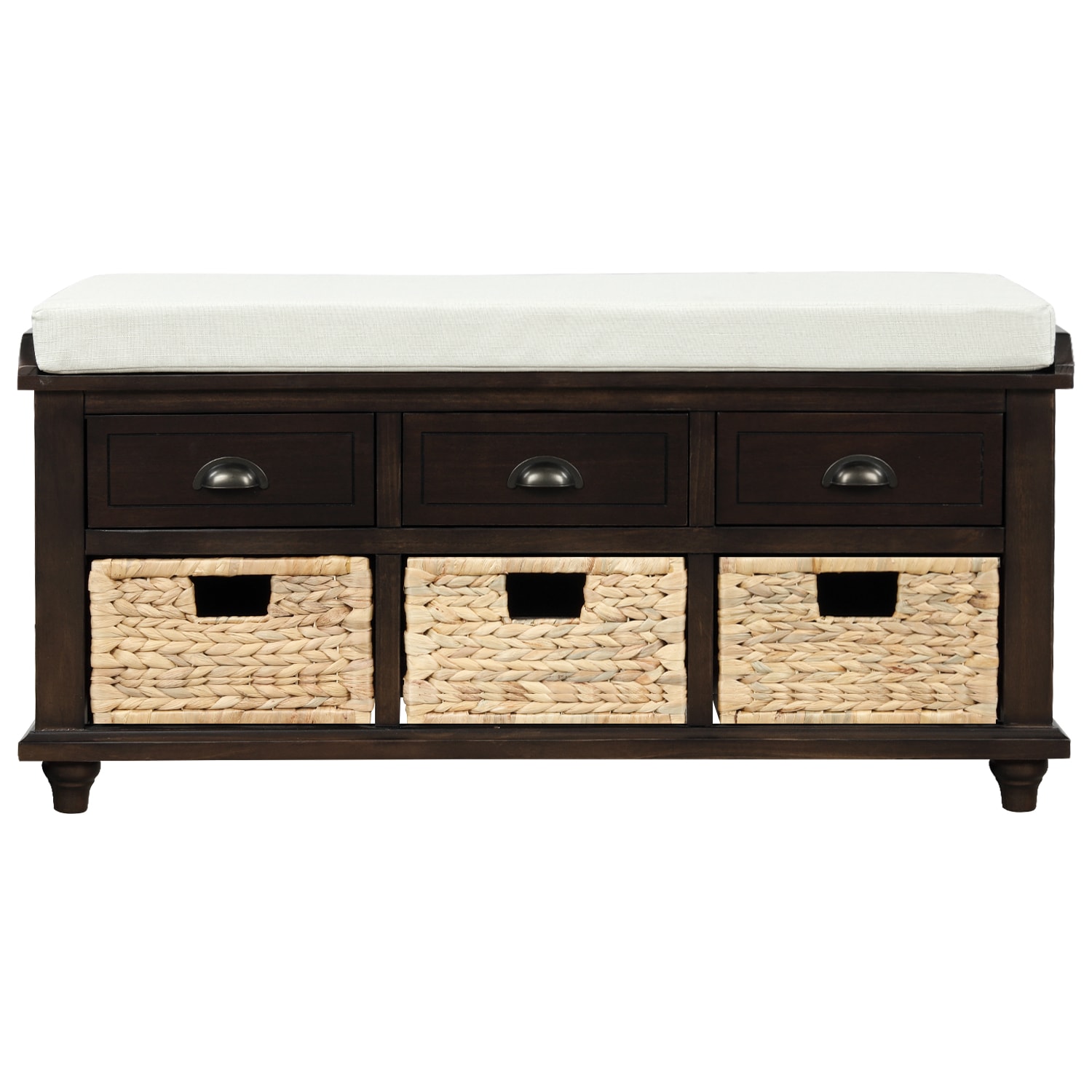 Qualler TRFU5161B Modern Espresso Storage Bench with Storage 42.1-in x 15.4-in x 17.3-in