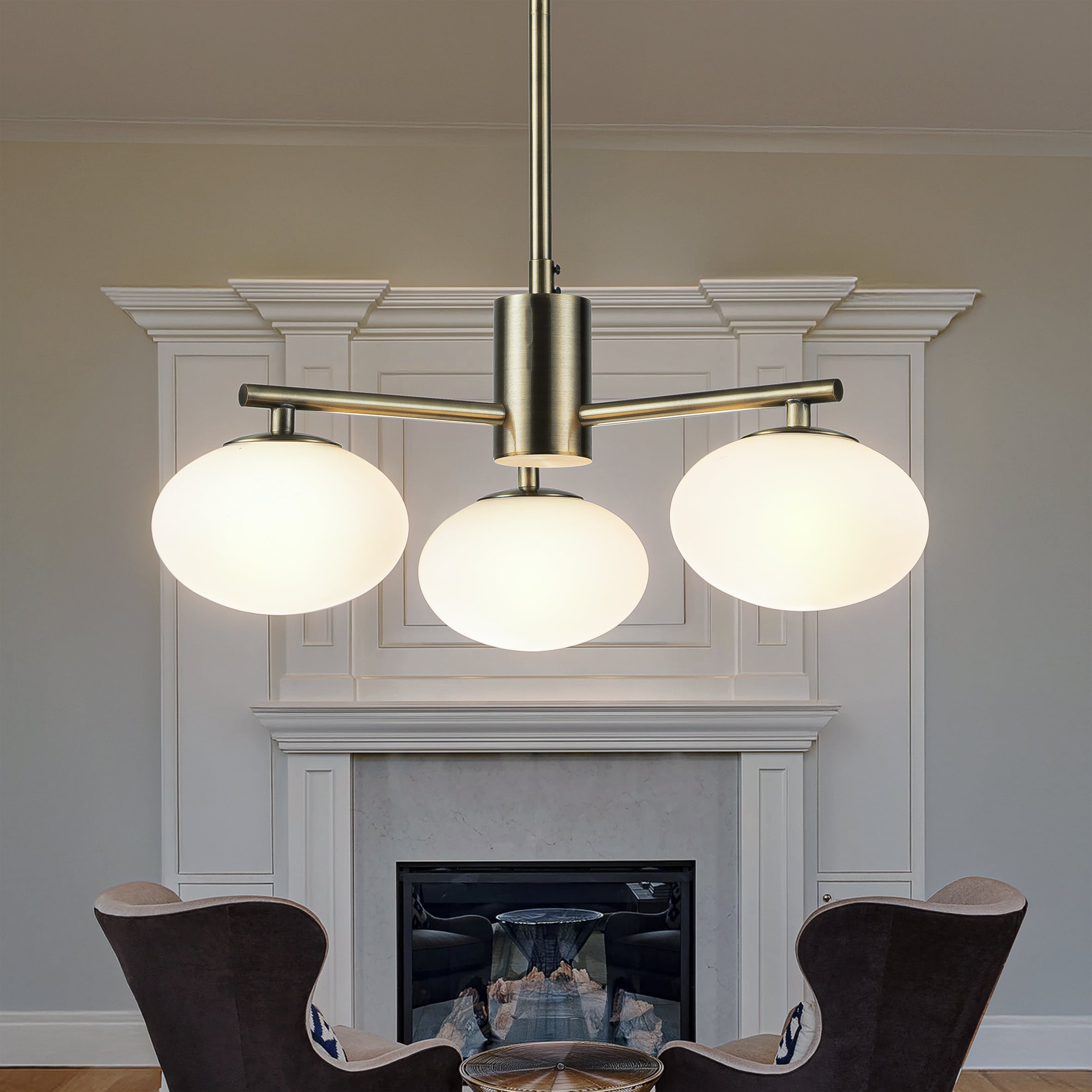 AloaDecor Lighting L7132B01A 3 -Light Antique Brass Modern/contemporary For Use in Bedrooms, Dining Rooms, Foyers, Kitchens, Living Rooms Chandelier