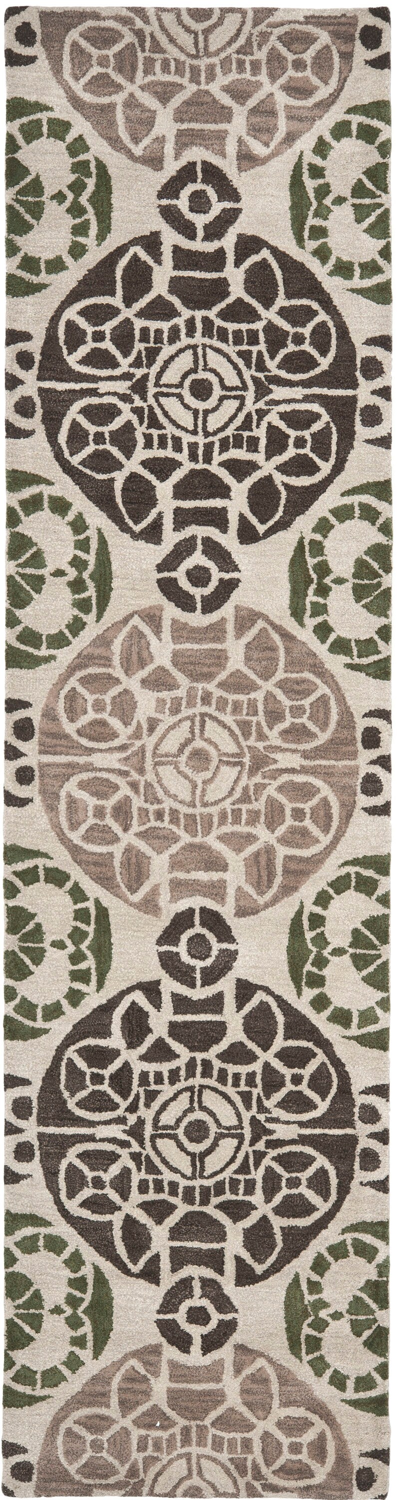 Safavieh WYD376B-29 Wyndham Hutton 2 x 9 (ft) Tufted Wool Ivory/Brown Rectangular Indoor Abstract Bohemian/Eclectic Runner rug