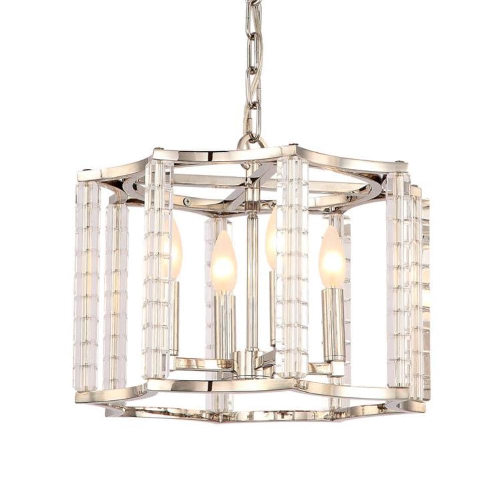 Polished Nickel Mini Chandelier with Crystal Cubes