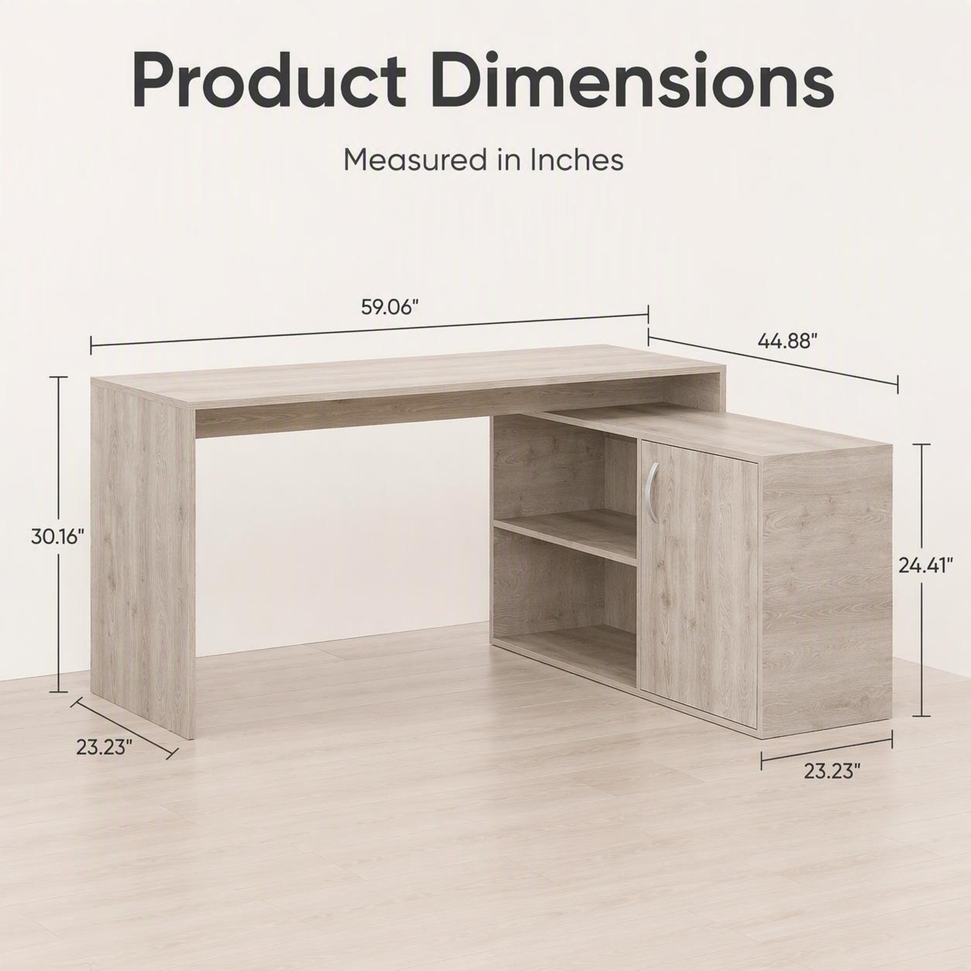 TEINIE Modern L Shaped Computer Desk with Right Return Open Shelves and ...