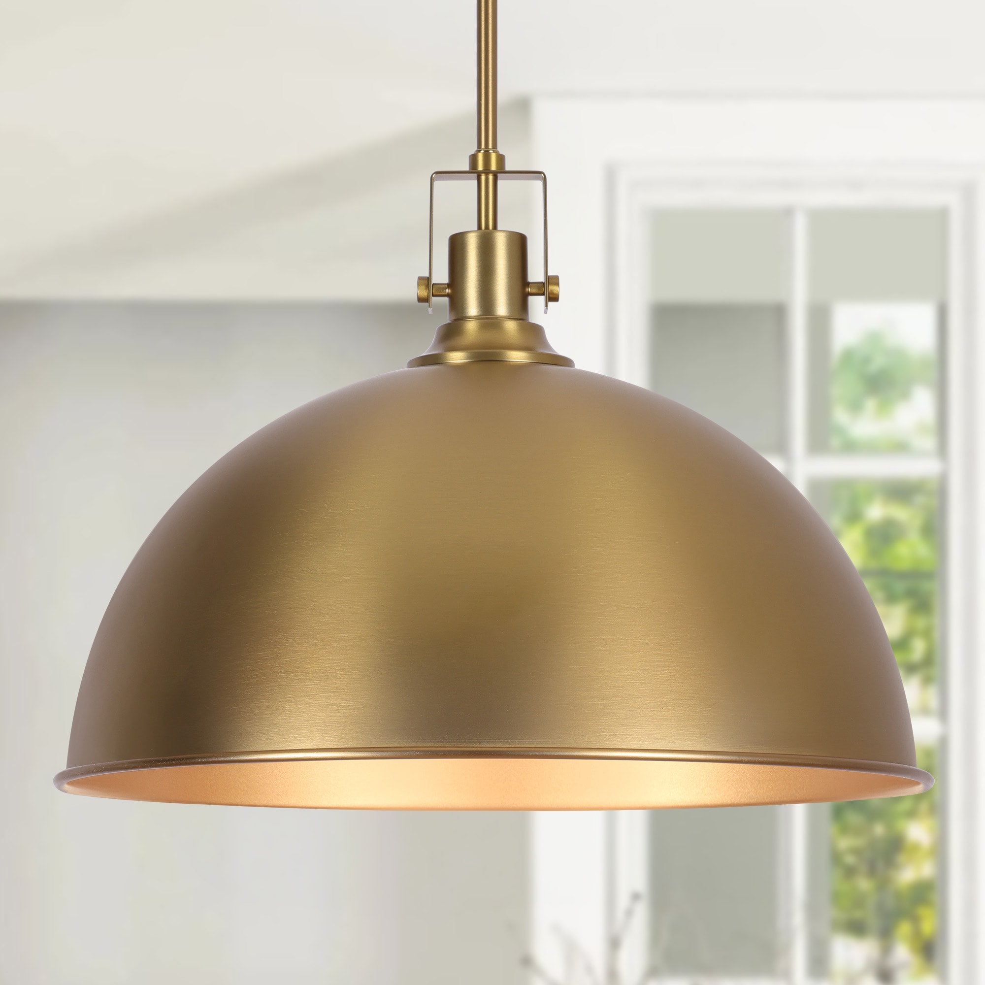 LamQee 06FTL0319AGD Dome Pendant Light 1 -Light Gold Modern/contemporary For Use in Bedrooms, Dining Rooms, Foyers, Kitchens, Living Rooms Chandelier