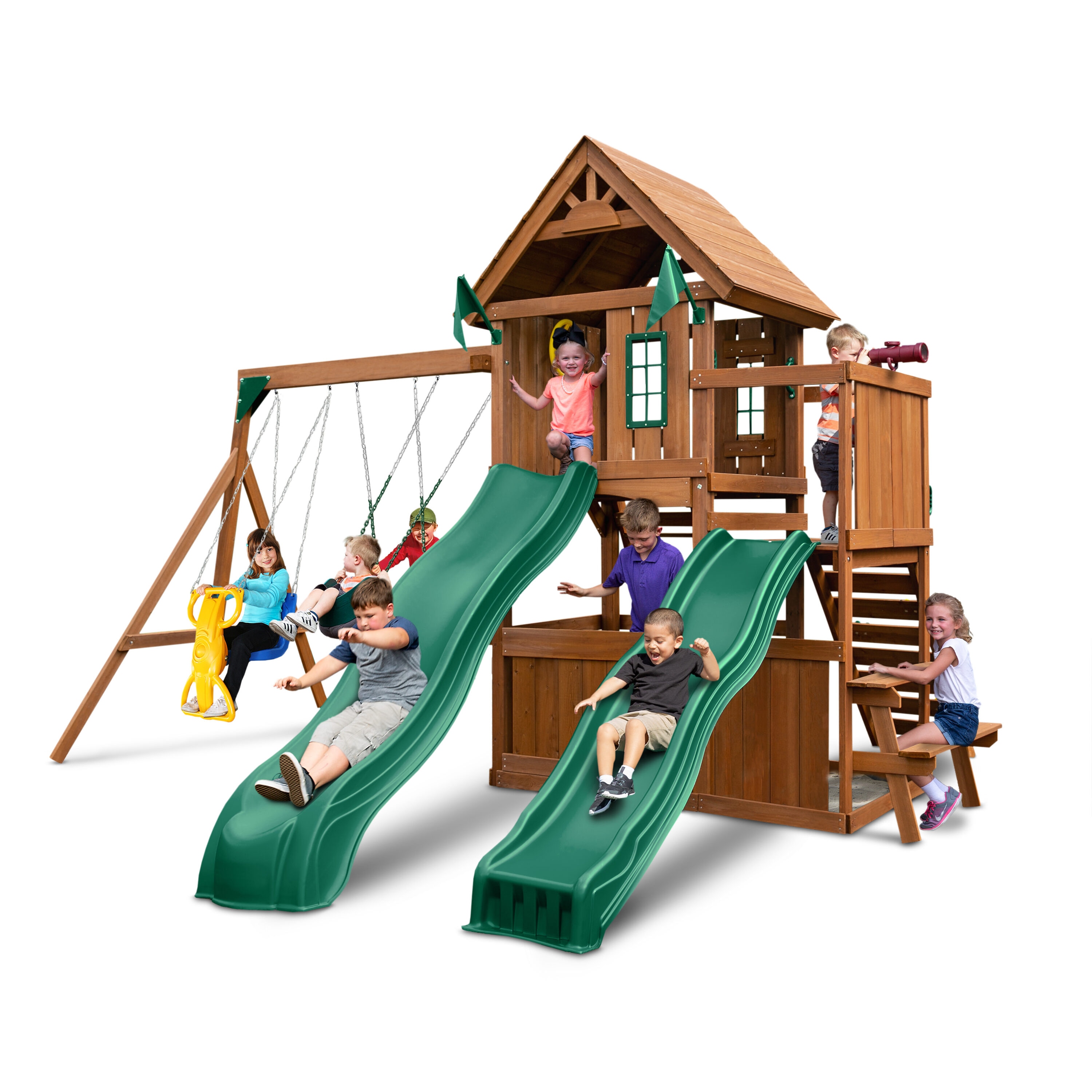 Lookout Mountain Wood Swing Set | - Swing-N-Slide WS 8361