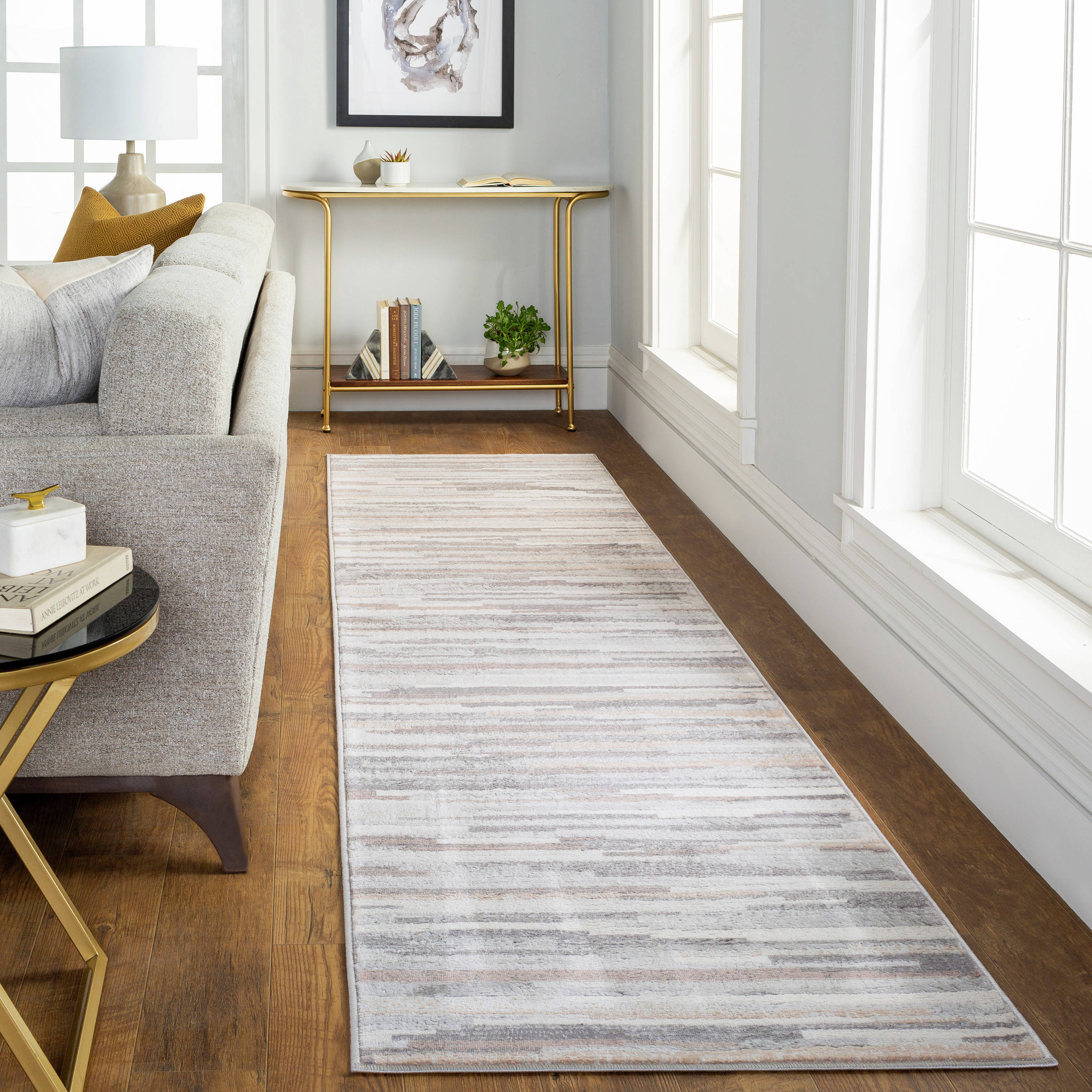 Livabliss ROM2302-2710 Roma 3 x 10 (ft) Polypropylene Gray Rectangular Indoor Abstract Mid-Century Modern Runner rug