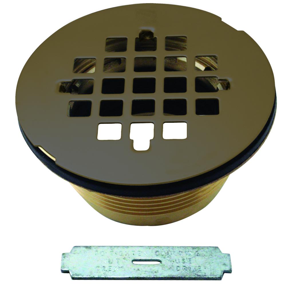 WESTBRASS D206B-12 Shower Drain Brass Body Compression with Grid In Oil Rubbed Bronze