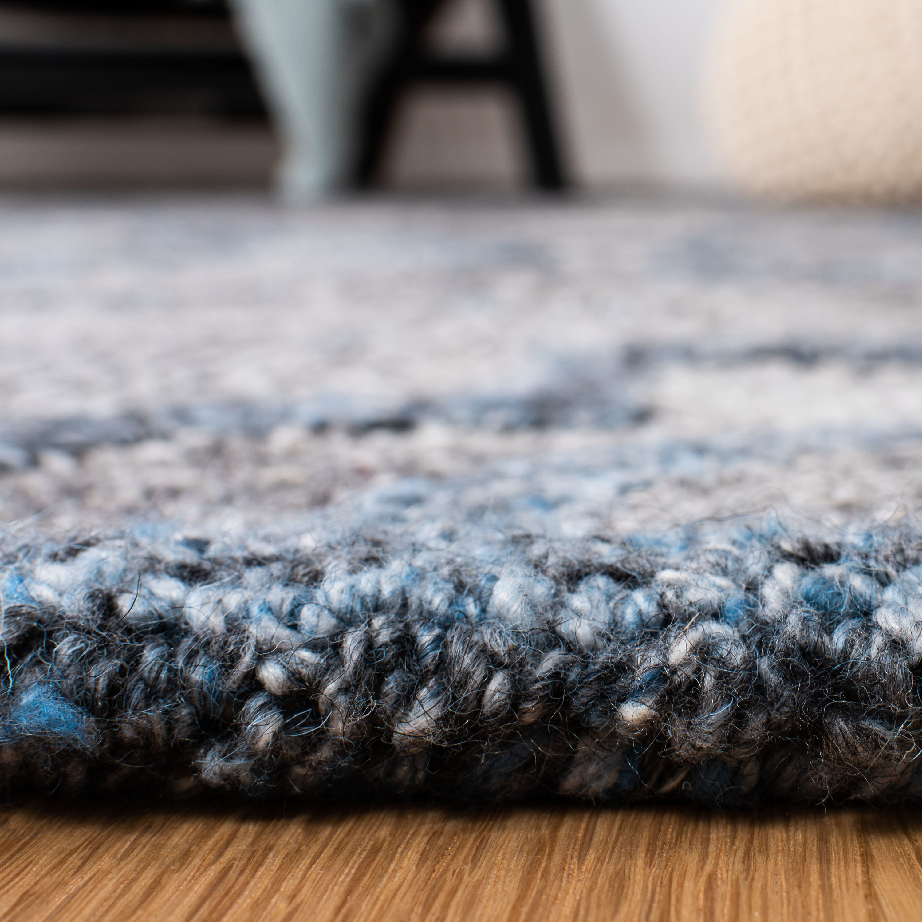 Handmade Blue and Gray Tufted Wool Abstract Area Rug