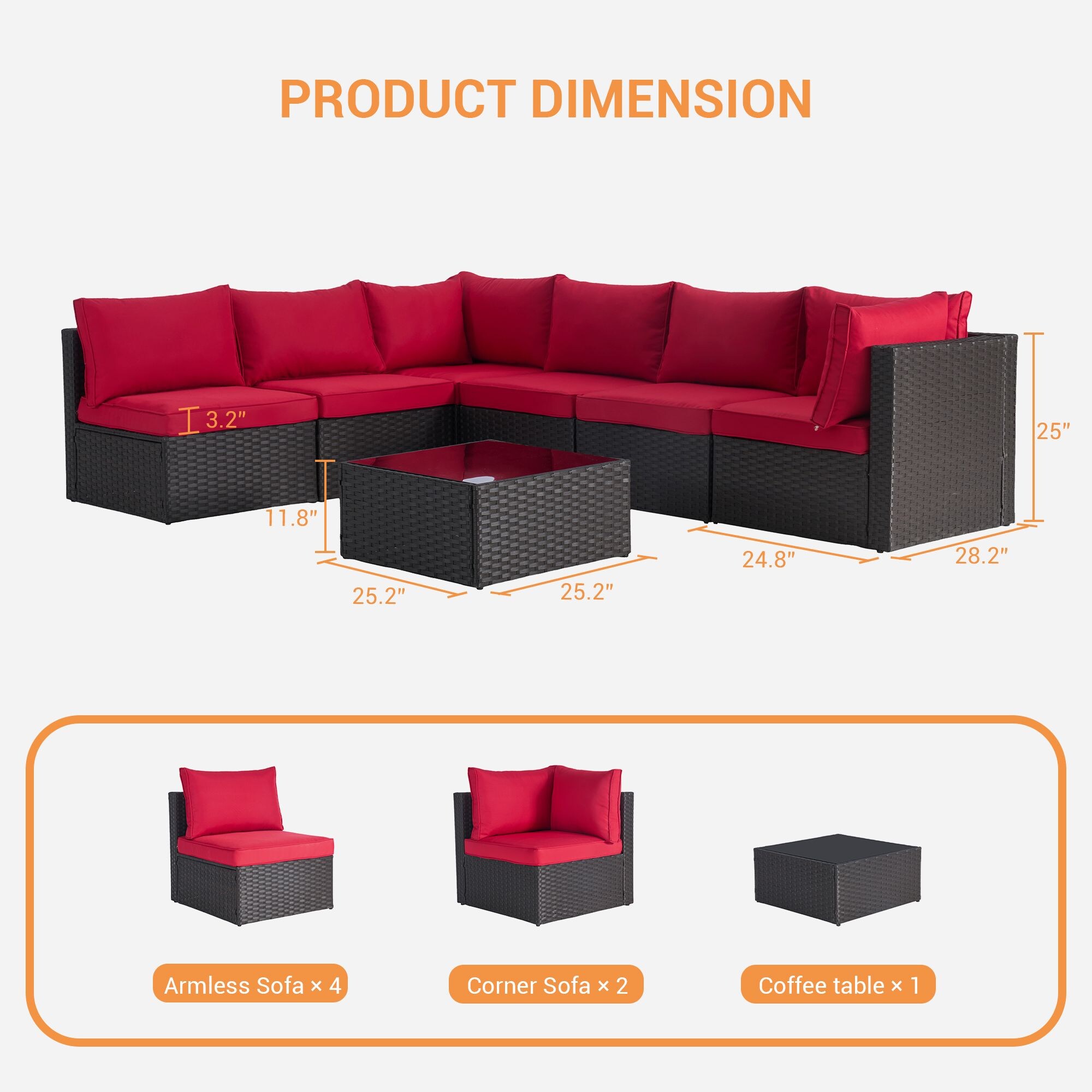 SANSTAR L-WS703-RD-V1 Patio-Conversation-Sets - View #2