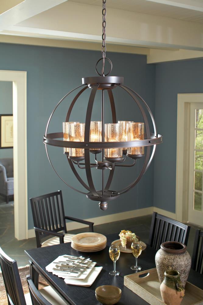 Sea Gull Lighting Sfera Autumn Bronze Transitional Mercury Glass Globe Pendant Light