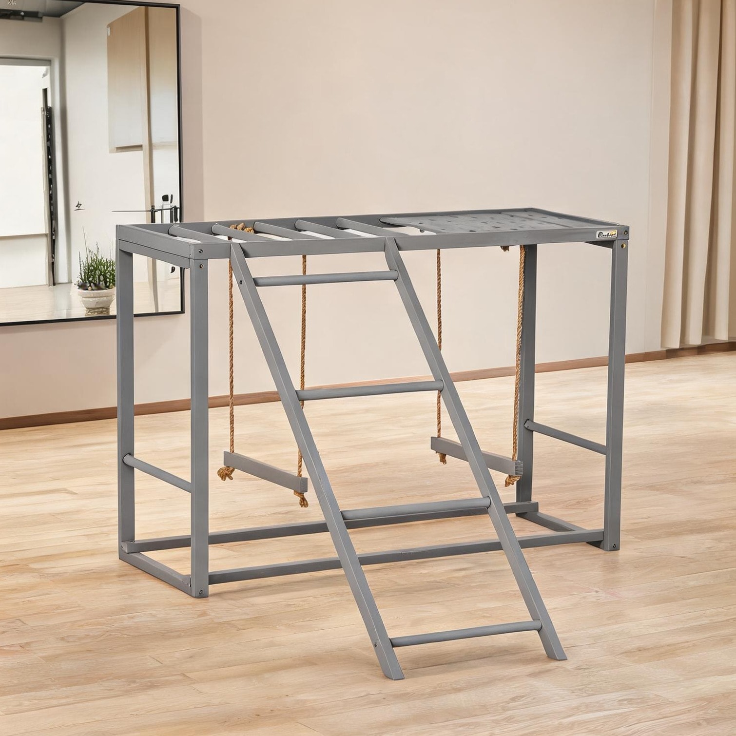 SunJet Ladder with Gray Fir Wood Storage and Solid Wood Detail 99.7 x 109.9 x 69.8 in