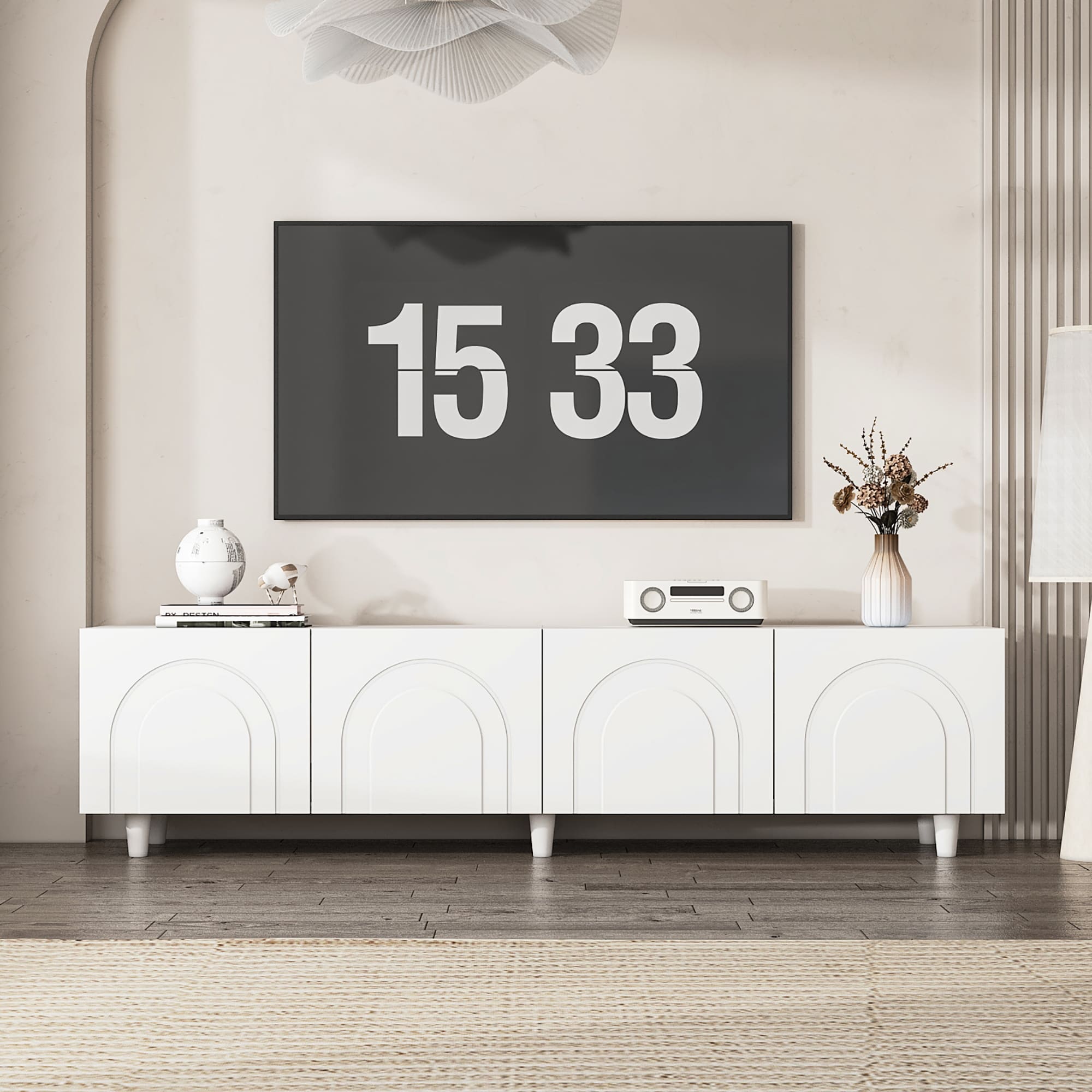 FUFU&GAGA KF460058-01 Modern/Contemporary White TV cabinet Integrated TV Mount ( Accommodates TVs more than 70-in )