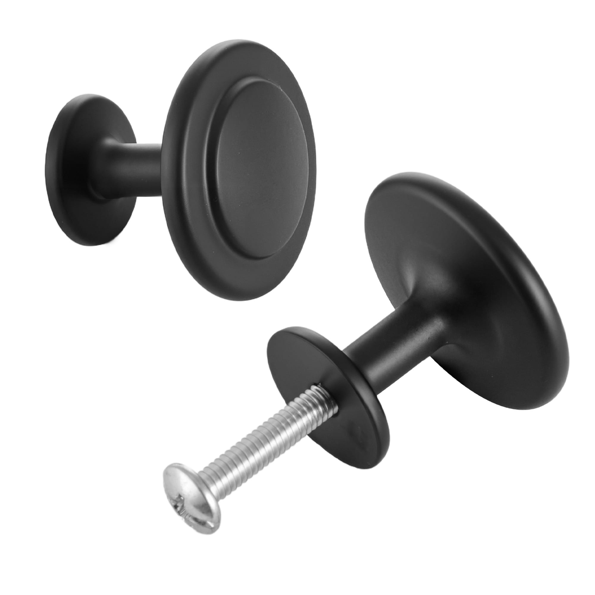 HyperDrop Cart 1.22-in L x 1.22-in W Black Zinc Alloy Cabinet Knobs Solid Drawer Pulls 30 Pack for Bathroom Kitchen