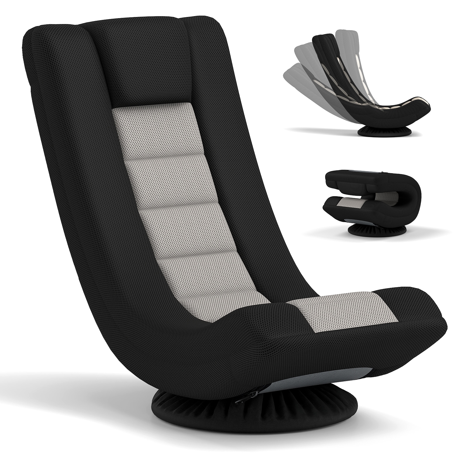 Volenca 360-Degree Swivel Floor Gaming Chair with 4-Position Backrest in Black and Gray - 310-lb