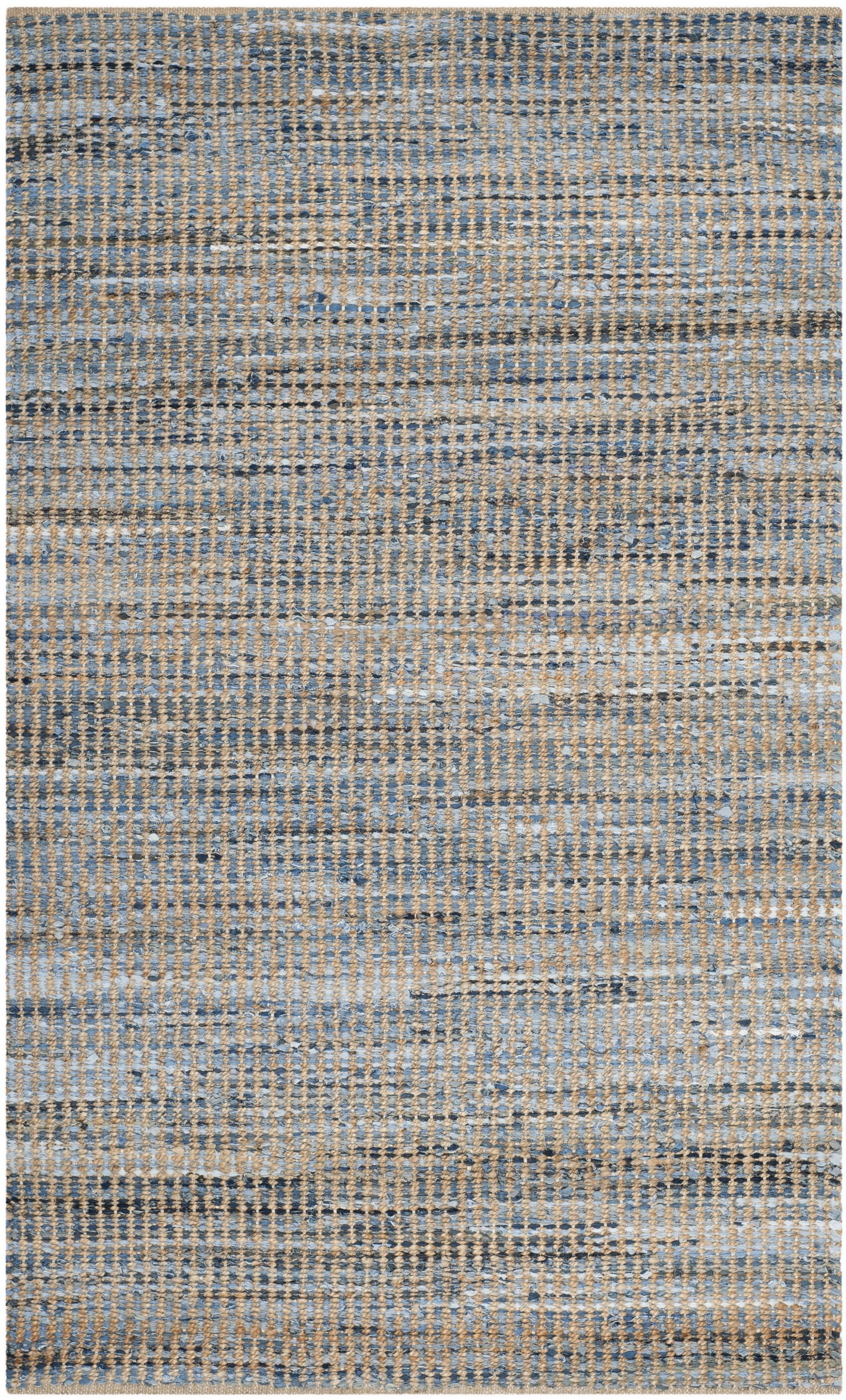 Safavieh CAP352A-6 Cape Cod Andover 6 x 9 (ft) Jute Natural/Blue Rectangular Indoor Stripe Coastal Area rug