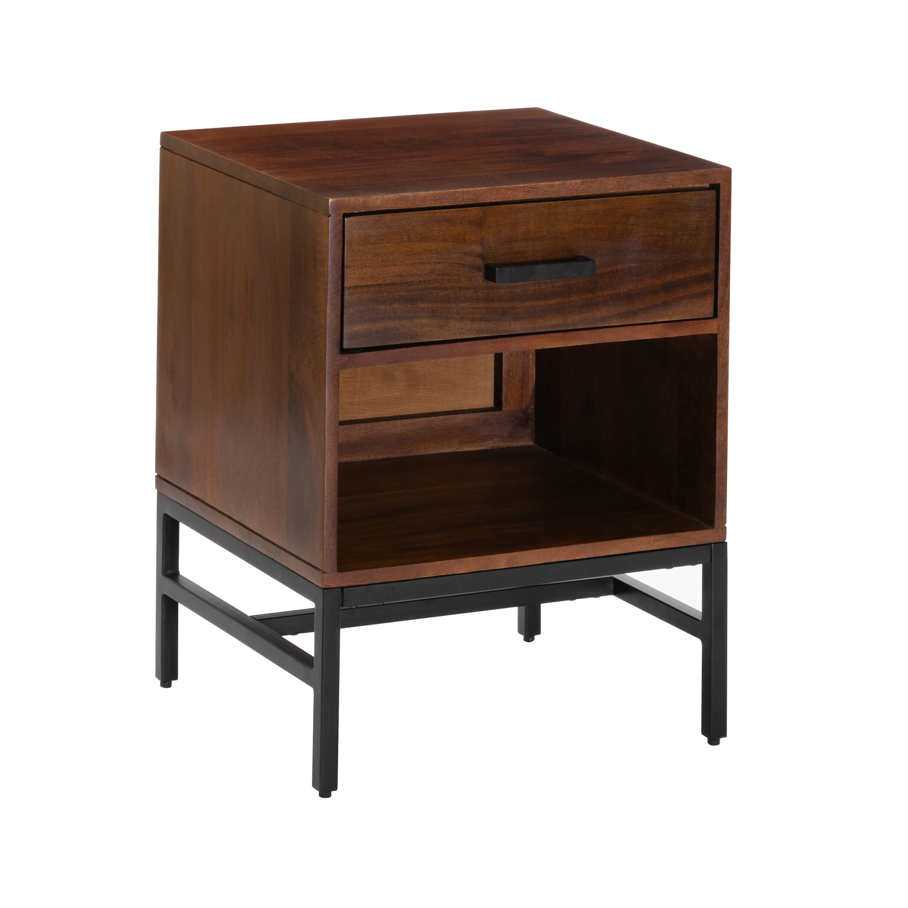 MH LONDON MH-TB-898 Etna 18-in W x 22-in H Walnut Wood Modern End Table with Storage Assembly Required