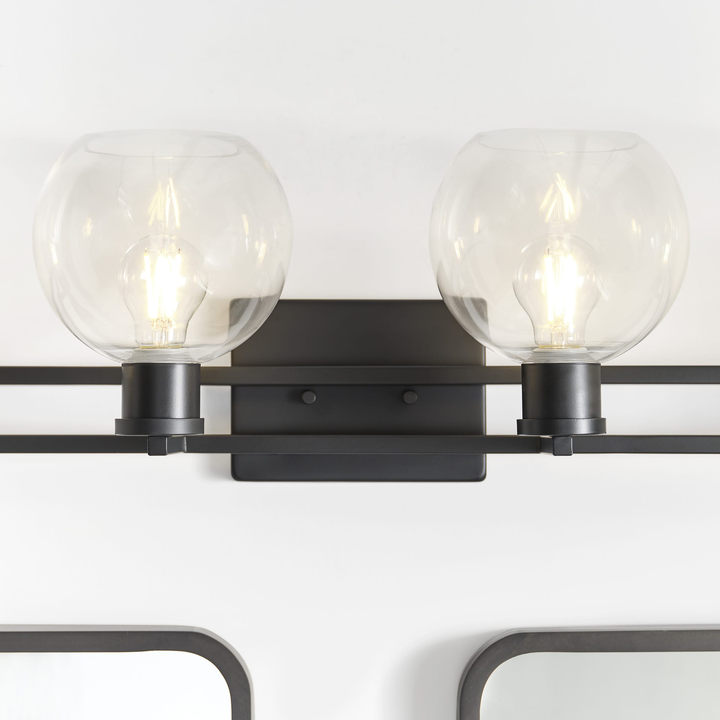Midnight Black Clear Glass 4-Light Vanity Fixture