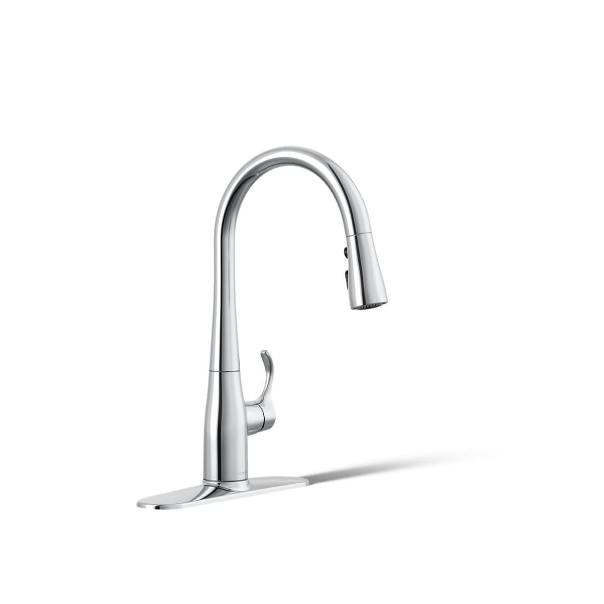 KOHLER 597-CP Simplice Polished chrome Single Handle Deck-mount Pull-down Kitchen Faucet with Sprayer ( Deck Plate Included )