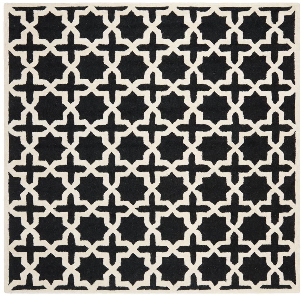 Safavieh CAM125E-6SQ Cambridge Marakesh 6 x 6 (ft) Tufted Wool Black/Ivory Square Indoor Abstract Area rug