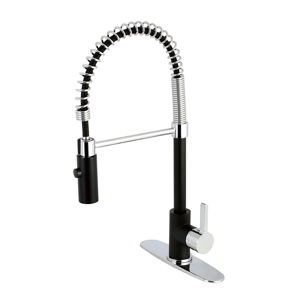 Green Leaf Black/Chrome Kitchen Sink Mixer Tap Fitting with Extendable Dish Rinser