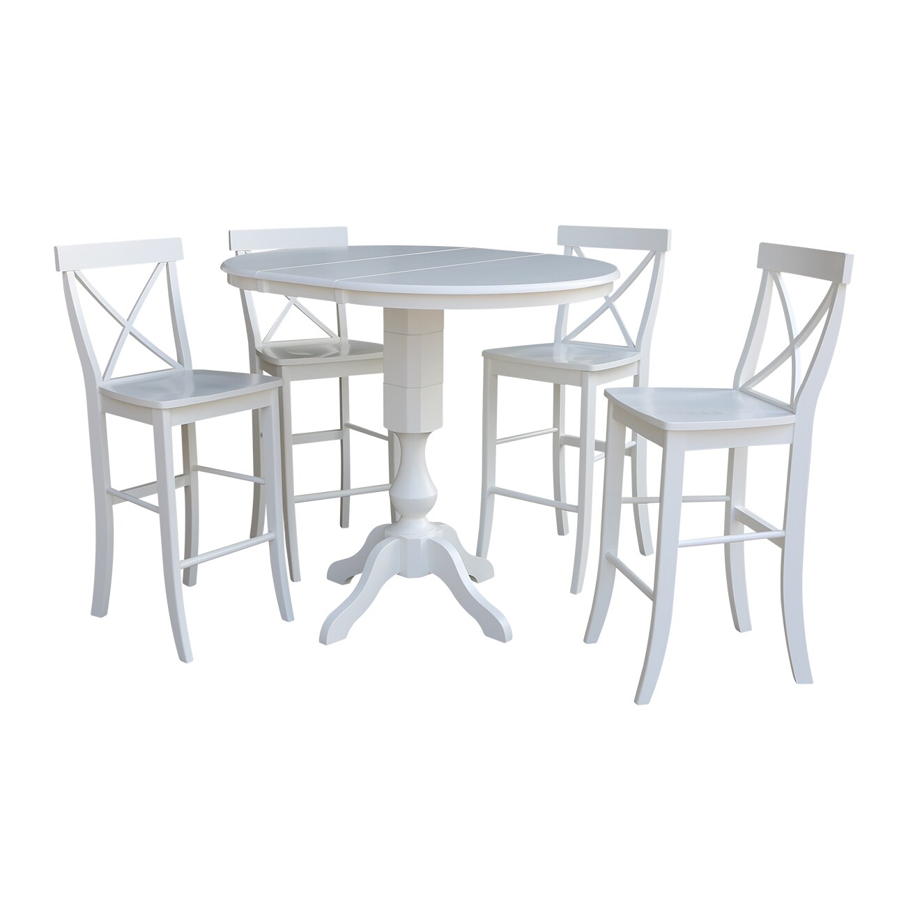 International Concepts K08-36RXT-11P-6133-4 White Traditional Dining Room Set with Round Table ( Seats 4 )