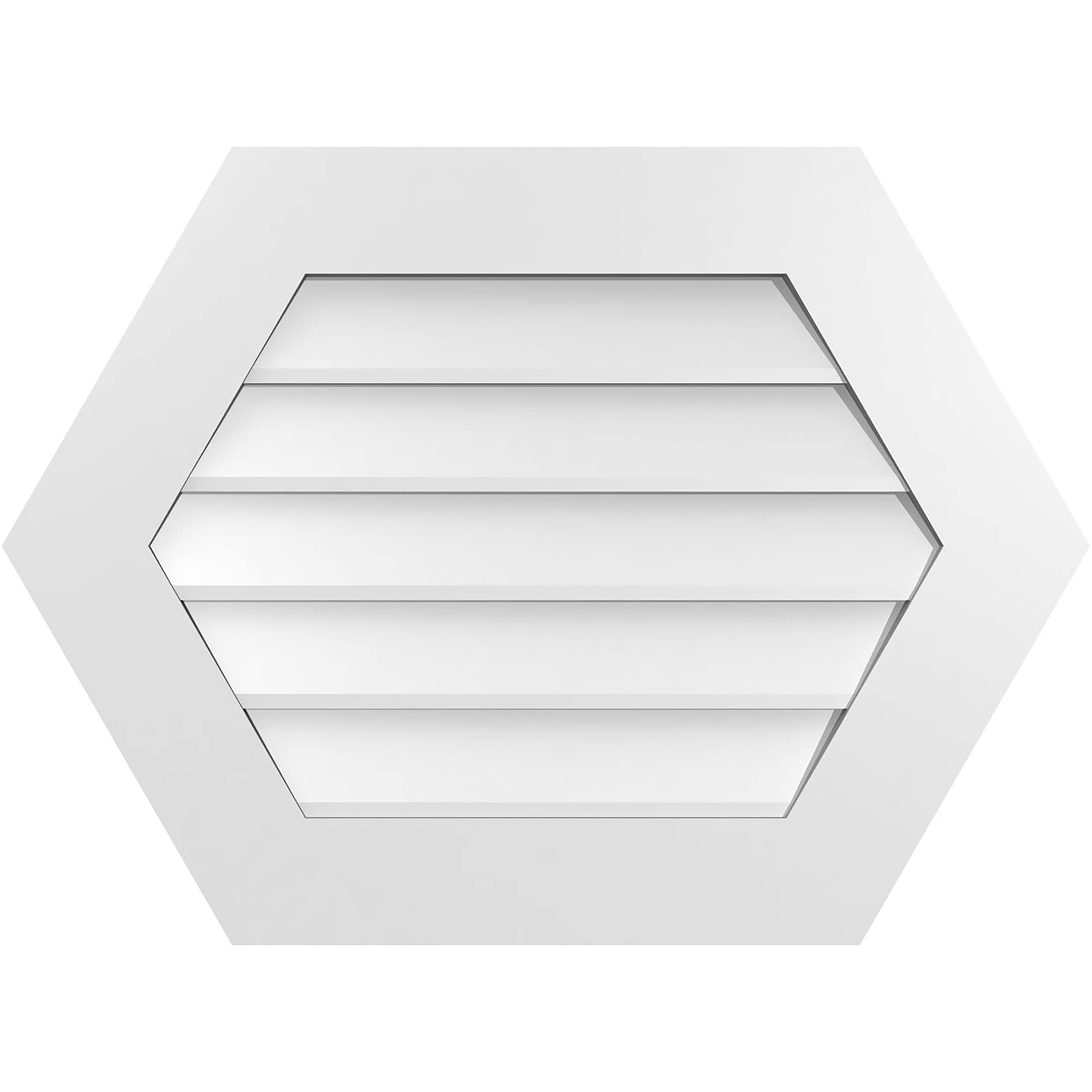 Ekena Millwork GVPHP30X2201SN 30-Inches x 22-Inches Off-white Peaked PVC Gable Louver Vent