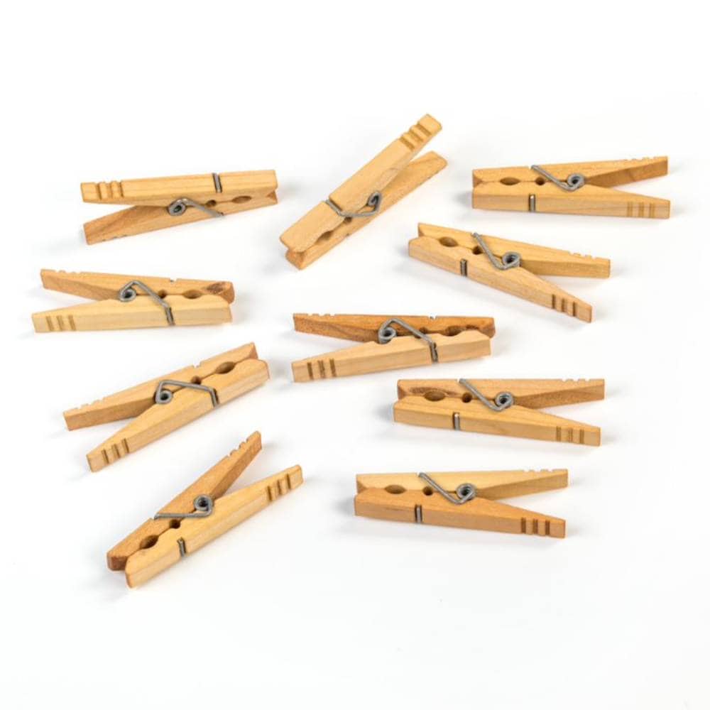 Lehman's 100013803 Kevin’s Quality Spring Clothespins - Heavy Duty Wooden Clothespins with Strong Metal Springs - Ideal for Laundry - Outdoor Drying - Crafting - and More - 10 Pack