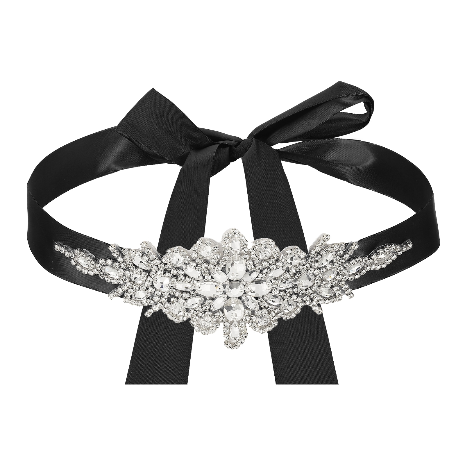 Unique Bargains Bridal Belt 4cm Wide Wedding Dress Belt Handmade with Sparkly Crystal Rhinestone Ribbon Sash for Bride Bridesmaid Dress Wedding Prom