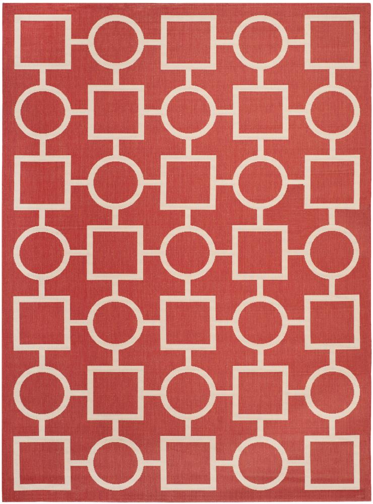 Safavieh CY6925-248-8 Courtyard Velin 8 x 11 (ft) Loomed Polypropylene Red/Bone Rectangular Indoor/Outdoor Geometric Coastal Area rug