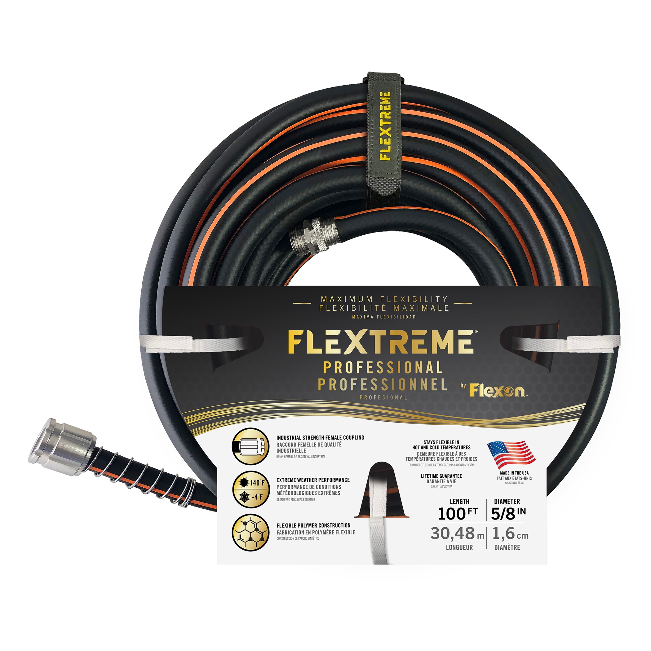 FLEXON 5/8-in x 100-ft Premium-Duty Hybrid Polymer Black Hose in the Garden  Hoses department at