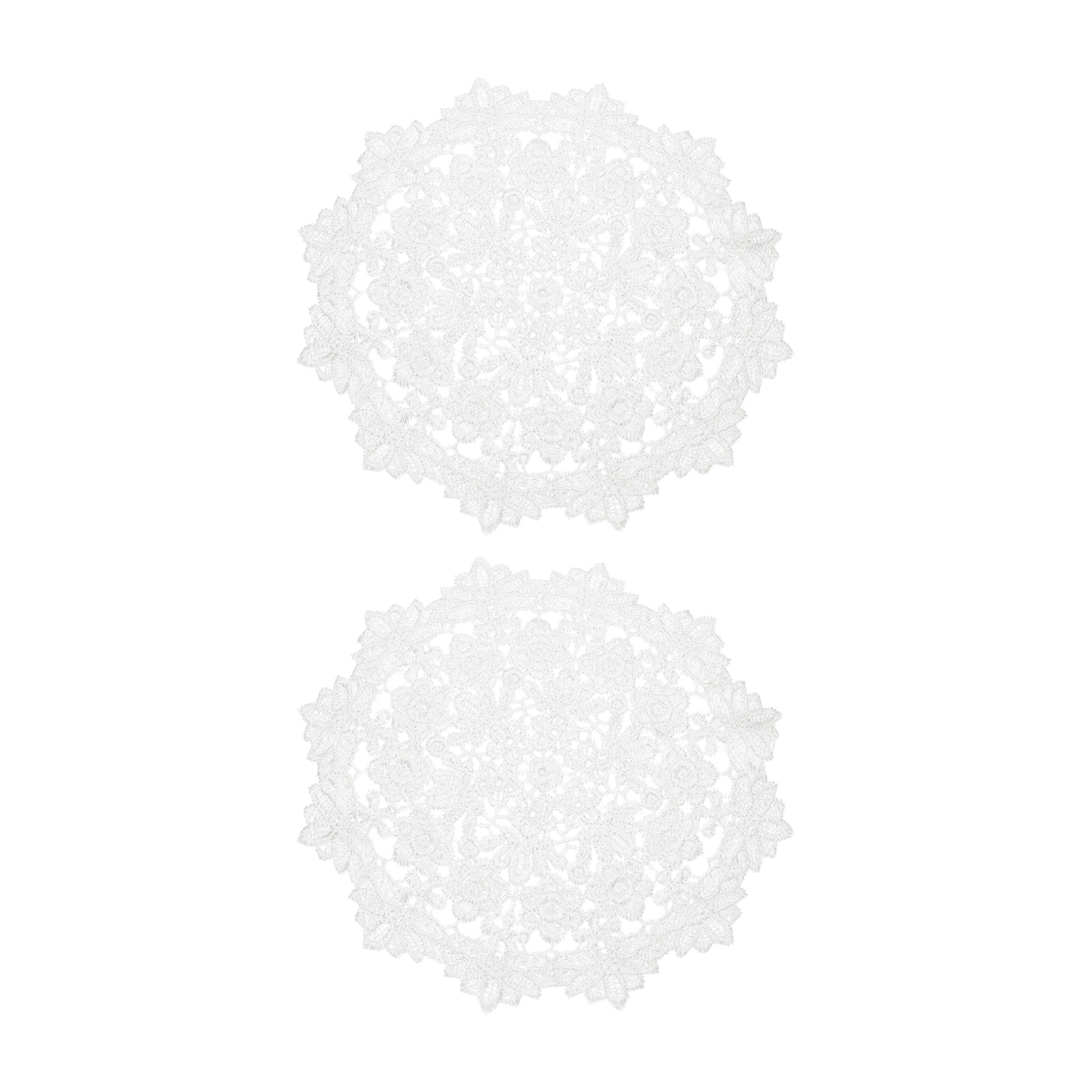 Unique Bargains 2pcs Lace Doilies for Tables 14 Inch Round Lace Placemats Handmade Crochet Coasters for Kitchen Dining Room Wedding Party White and Balloon Flower
