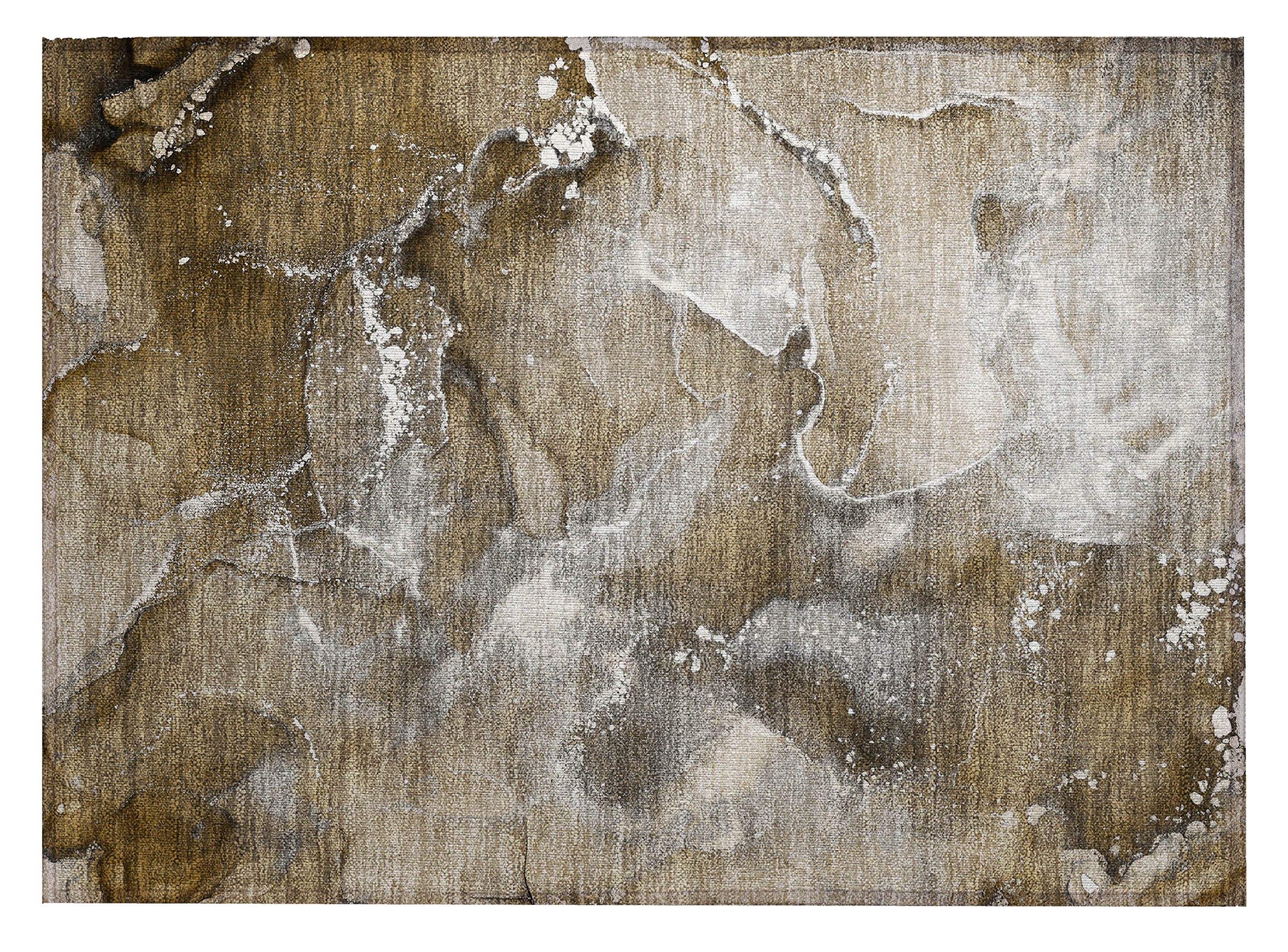 Brown and Gray Synthetic Flat Woven Washable Rug