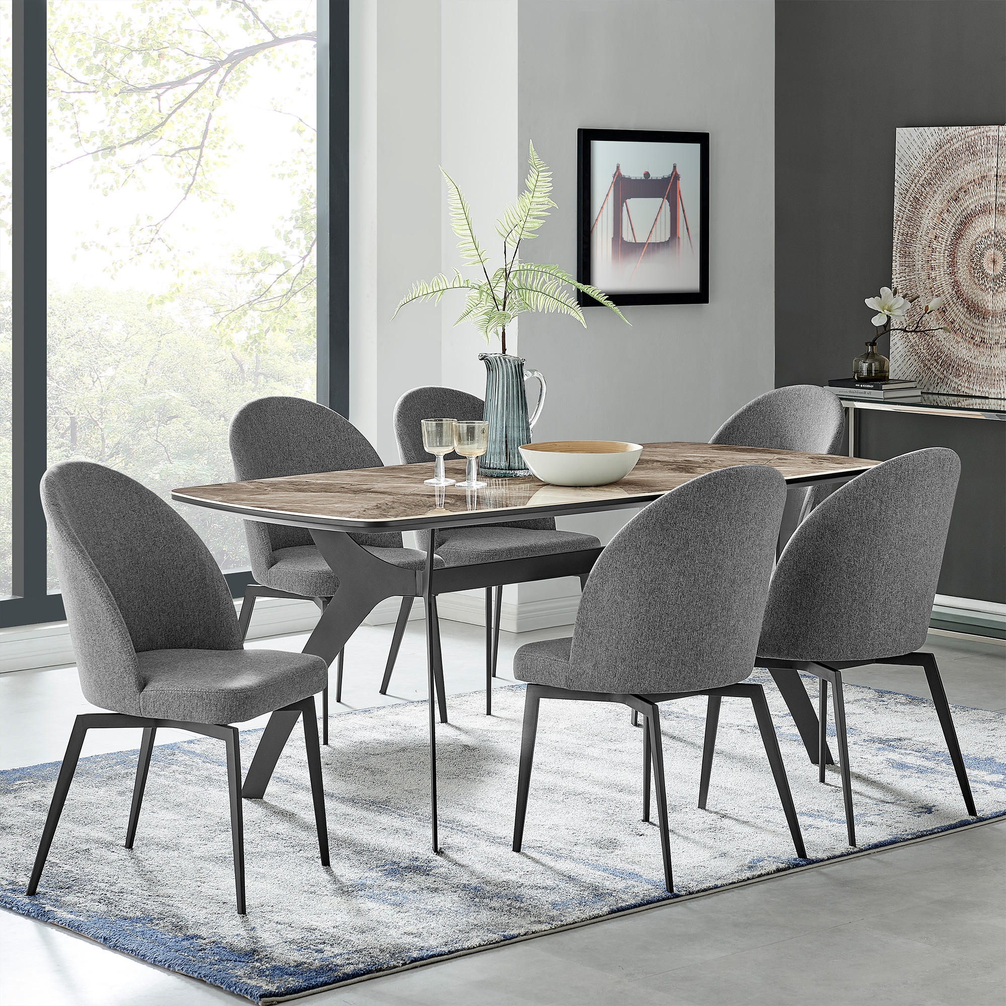 Armen Living Andes/Sunny Gray/Black Contemporary/Modern Dining Room Set ...