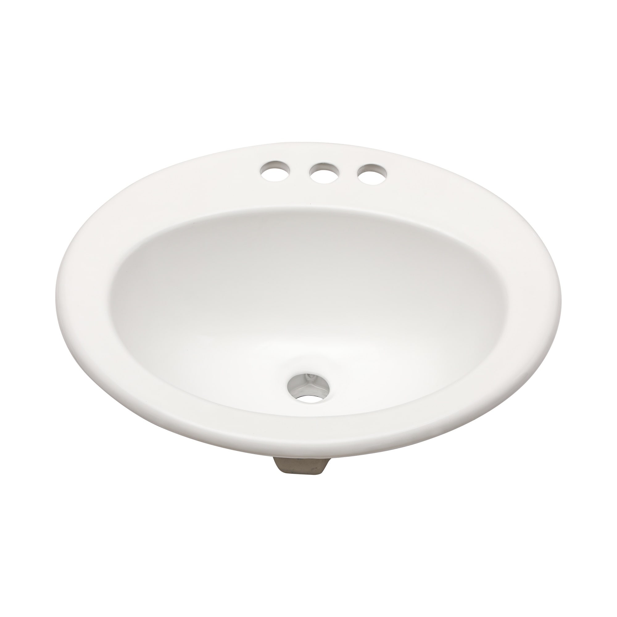 LIVACA - 20 inch x 18 inch White Ceramic Oval Drop In Bathroom Sink with 3 Faucet Holes