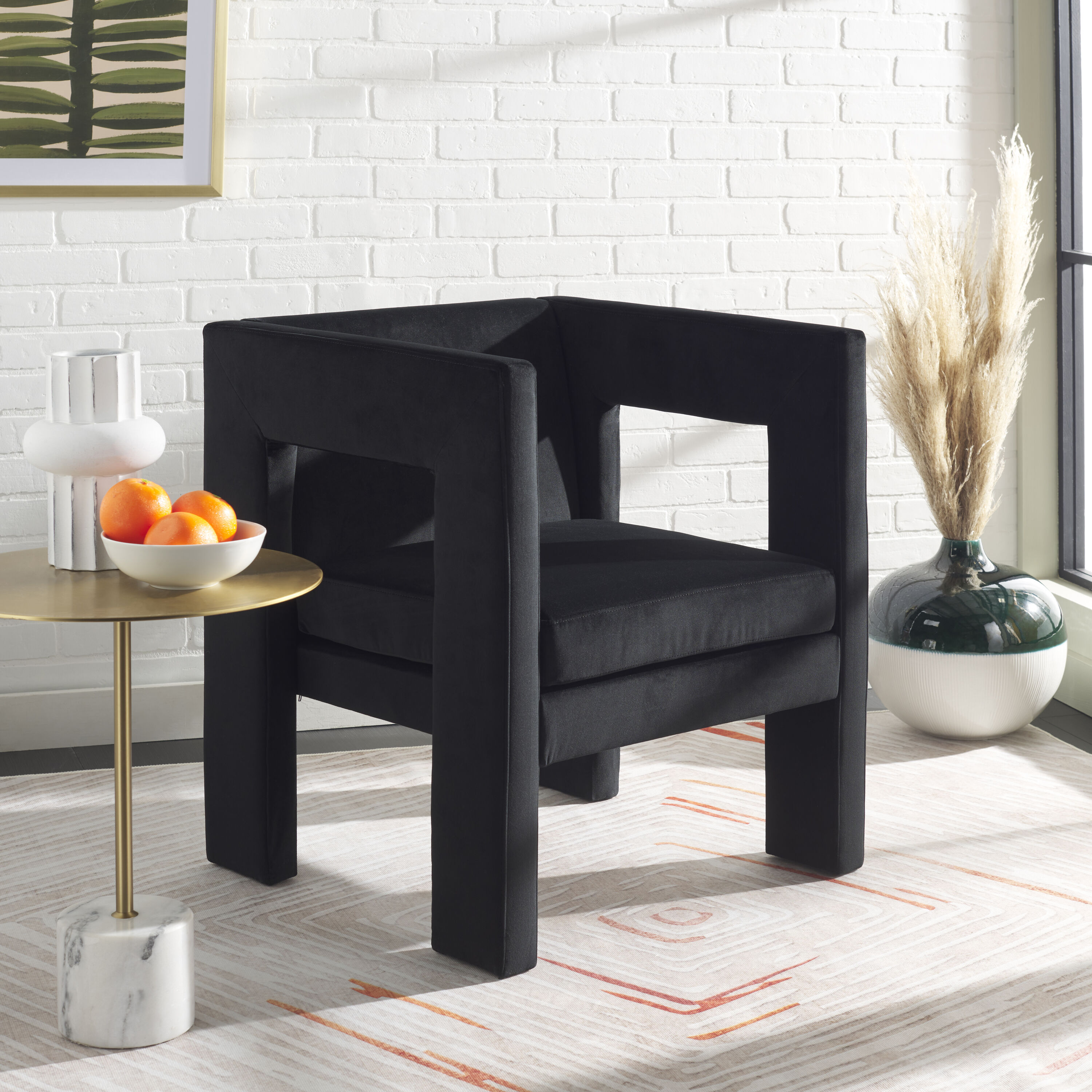 Safavieh ACH4013C Vidar Modern Black Velvet Accent Chair